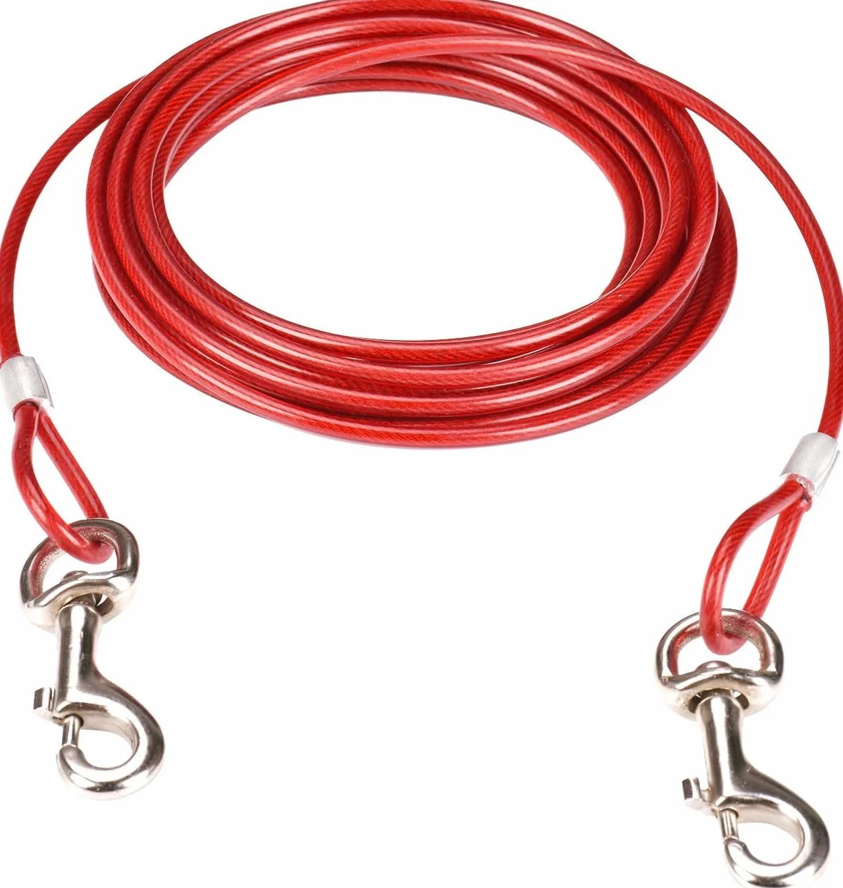 Kabel do wiązania dla psa i palik na kemping na świeżym powietrzu i podwórka, idealny dla małych, średnich i dużych psów (3, czerwony)
