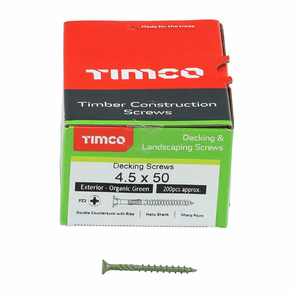 TIMCO Klasyczna śruba tarasowa - 4,5 x 50 - zielona - pudełko 200 sztuk