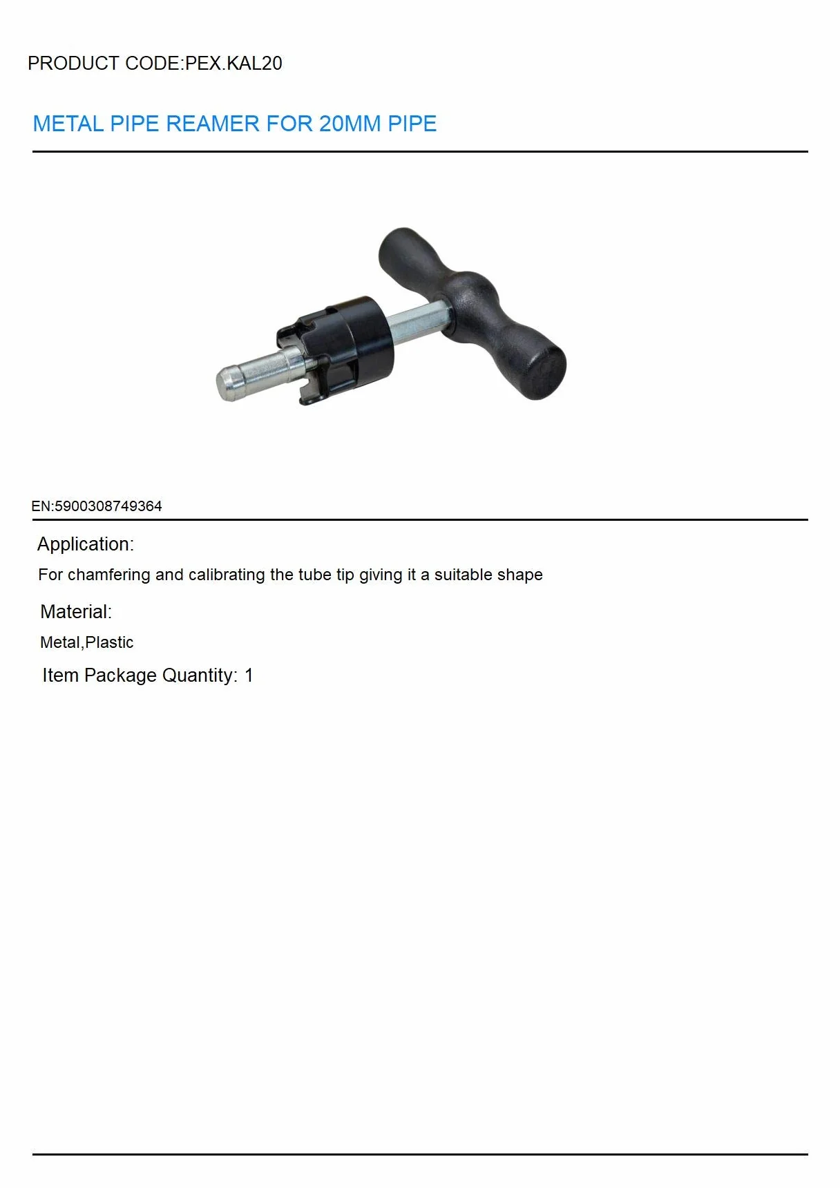 Metalowy rozwiertak Kalibrator PPR do rur PEX: 20 mm