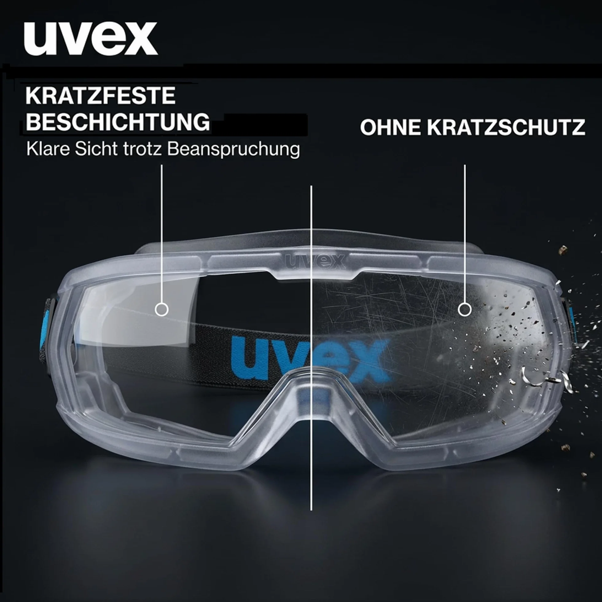 Uvex Hypervision – okulary pełne widzenia – okulary ochronne z panoramiczną szybą – 100% ochrona przed promieniowaniem UV – szybka odporna na zaparowanie i zarysowania