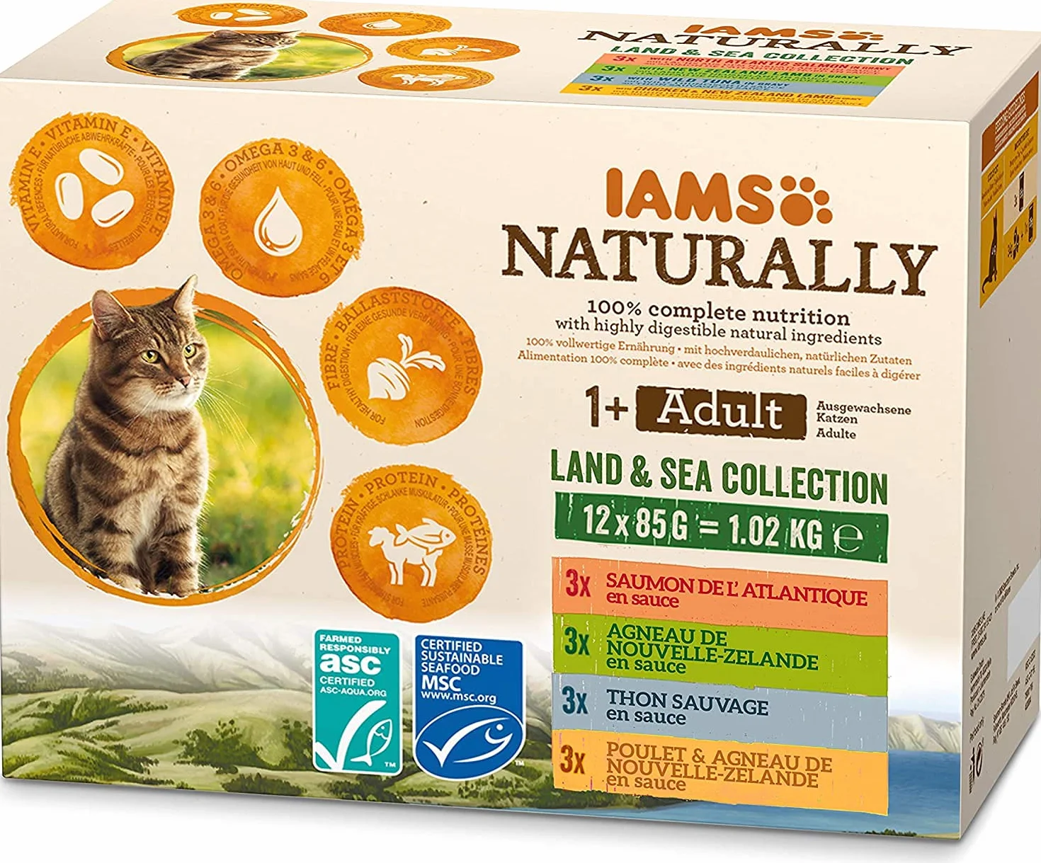 Iams Naturally Karma dla Kotów, Miks, 12 x saszetki