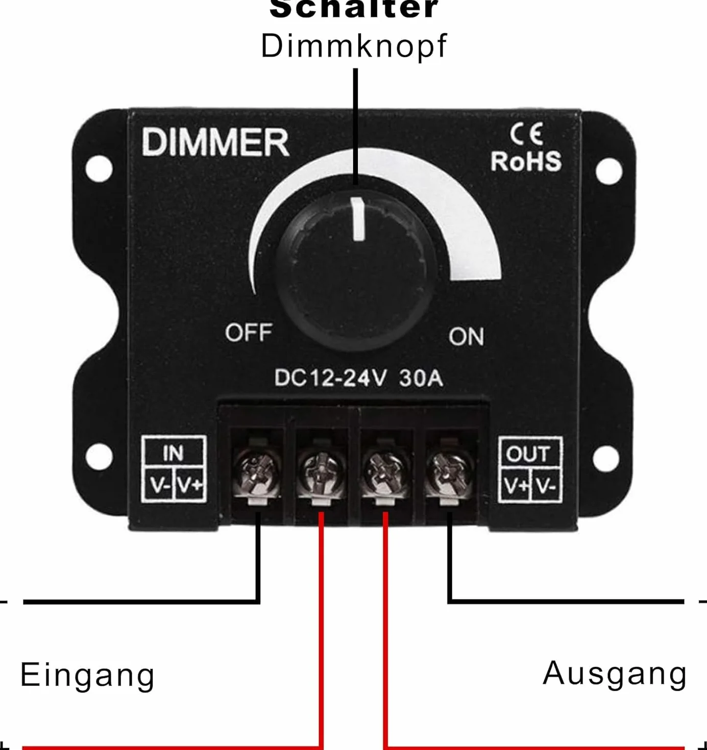Ściemniacz LED PWM DC 12V-24V 30A, Kontroler ściemniania do Taśmy LED