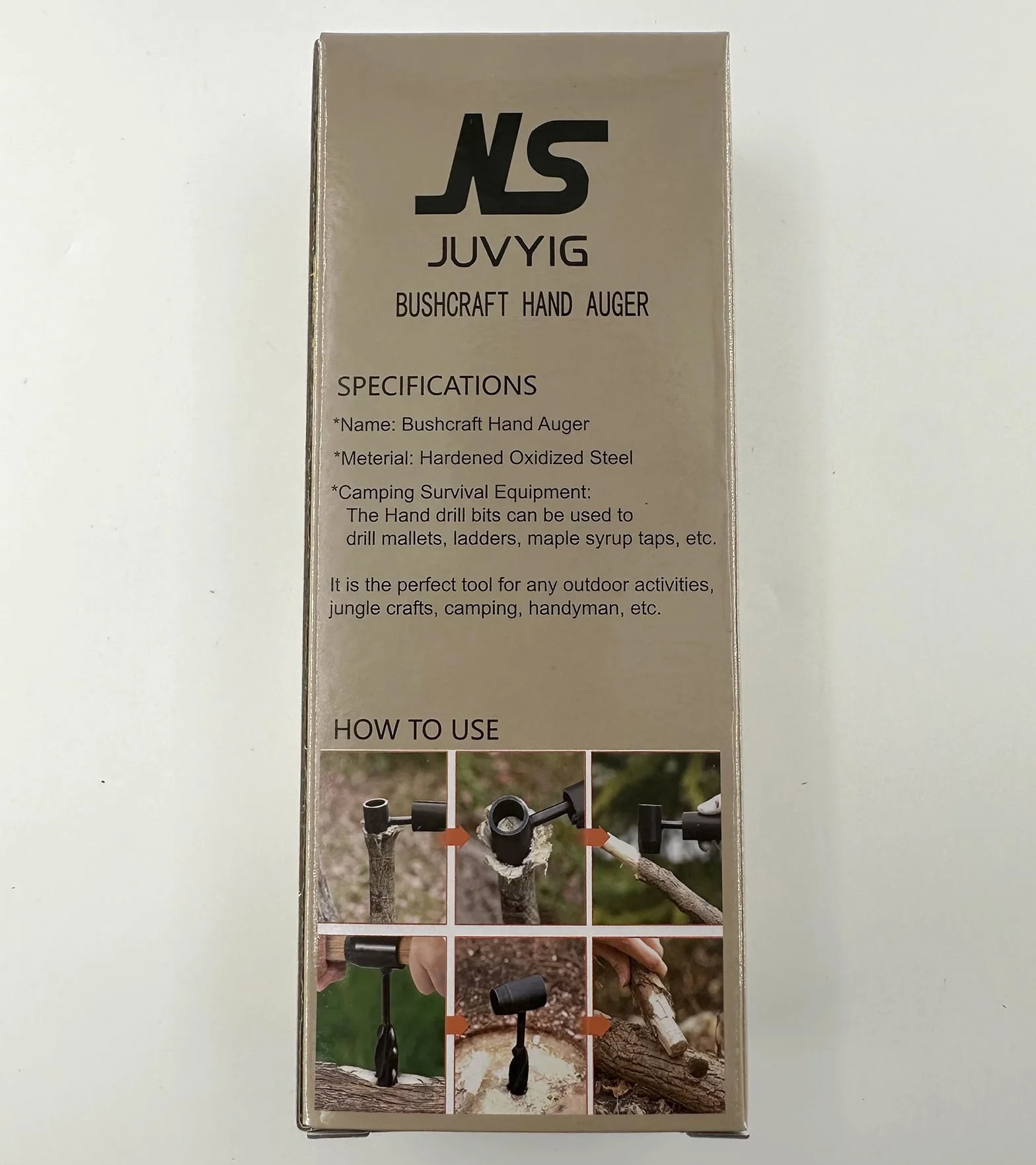 N&S Juvyig Bushcraft ręczny klucz do wiertarki do drewna, szkockie oko, narzędzia survivalowe