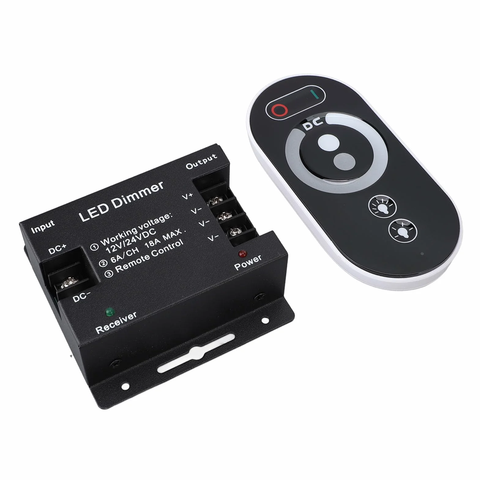 Yosoo Health Gear Przełącznik Dimmer do świateł LED, DC 12V - 24V 18A PWM LED Light Light Strip Controller, RF Pilot Center, Reguel Brightness