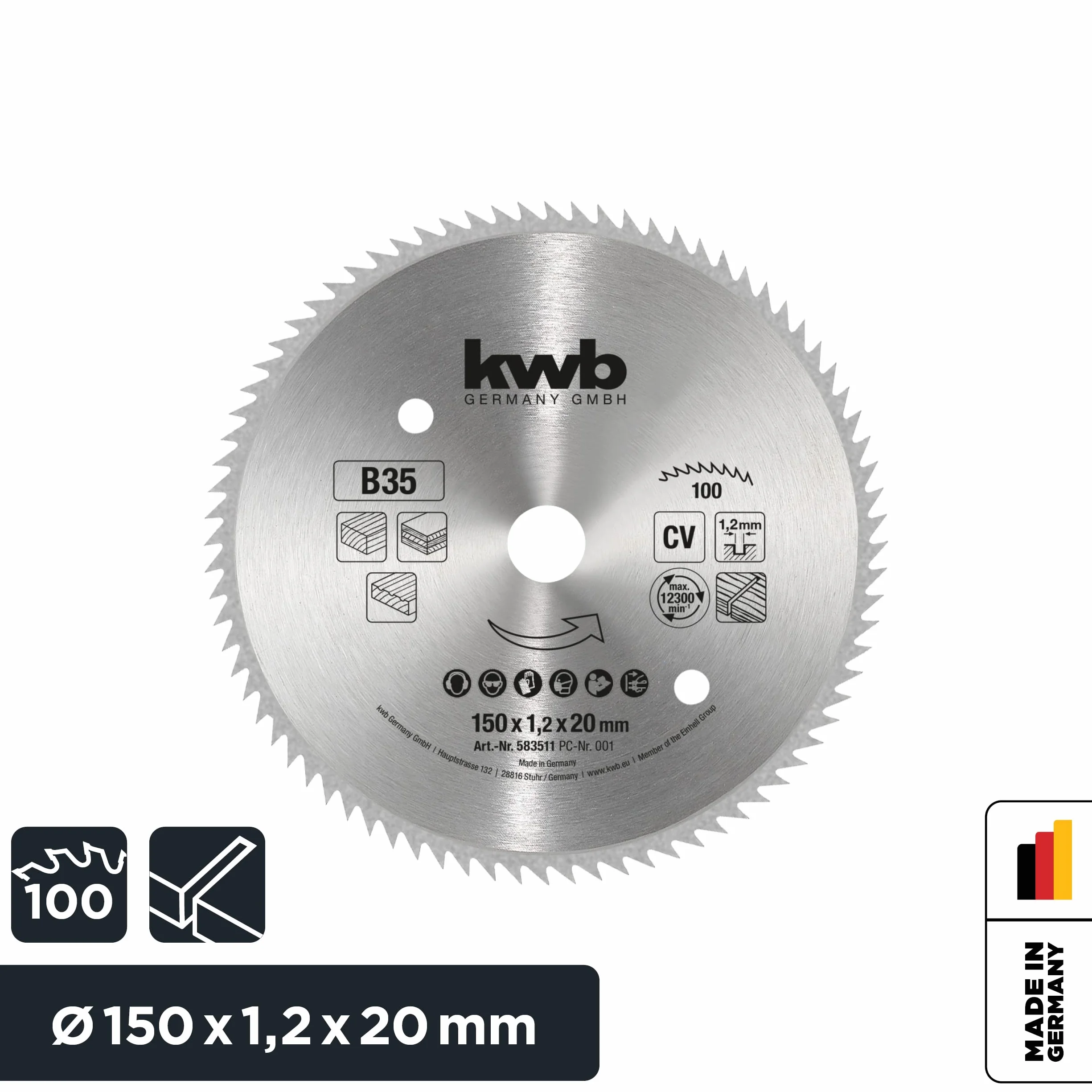 kwb Brzeszczot do piły tarczowej 150 x 20 mm do paneli drewnianych