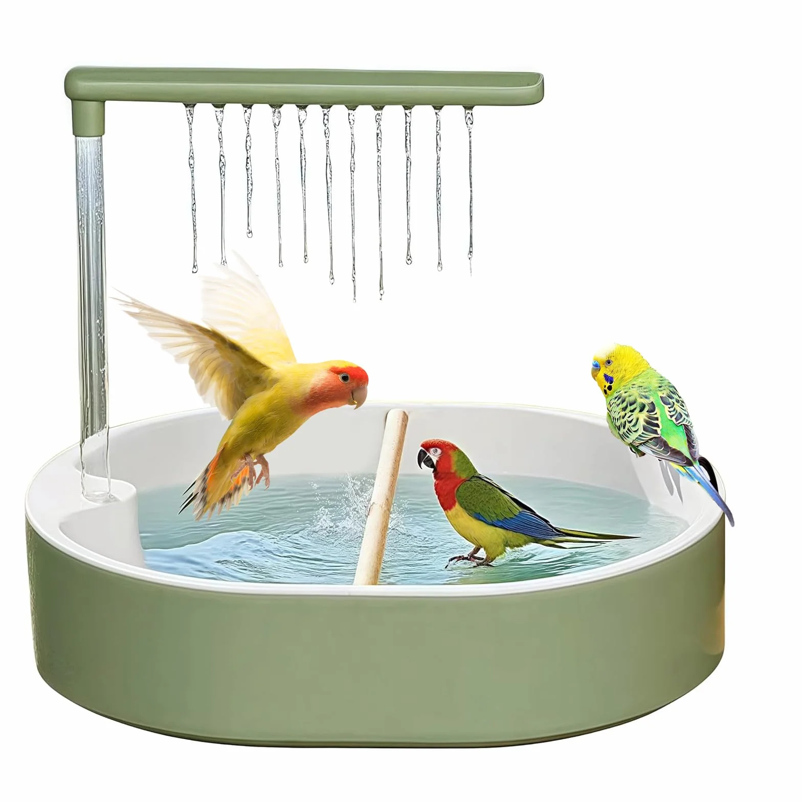 Parrot Bath Parakeet, fontanna dla ptaków, funkcja wody dla małych ptaków, kryty kockatiel zięby stacja do kąpieli z łatwym czyszczeniem i ochroną przed rozpryskami, basen dla zabawy