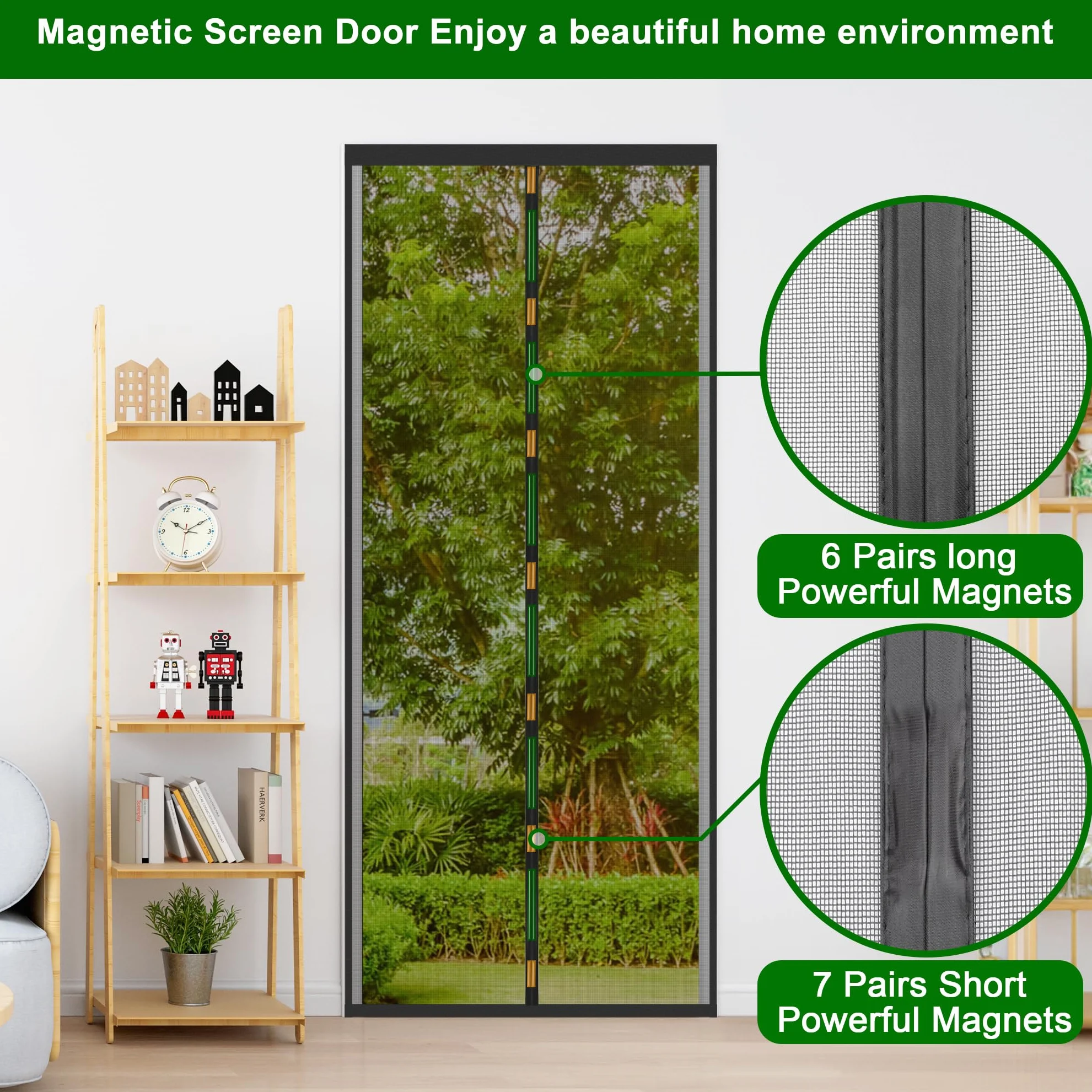 Cinkee Gęsta Magnetyczna Moskitiera 80 x 210 cm Czarna