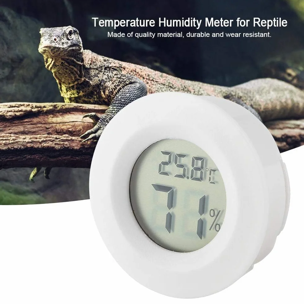 Termometr i higrometr do gadów Cyfrowy termometr do gadów Miernik temperatury i wilgotności LCD z dużym wyświetlaczem LCD do inkubatorów do terrariów z gadami (biały)