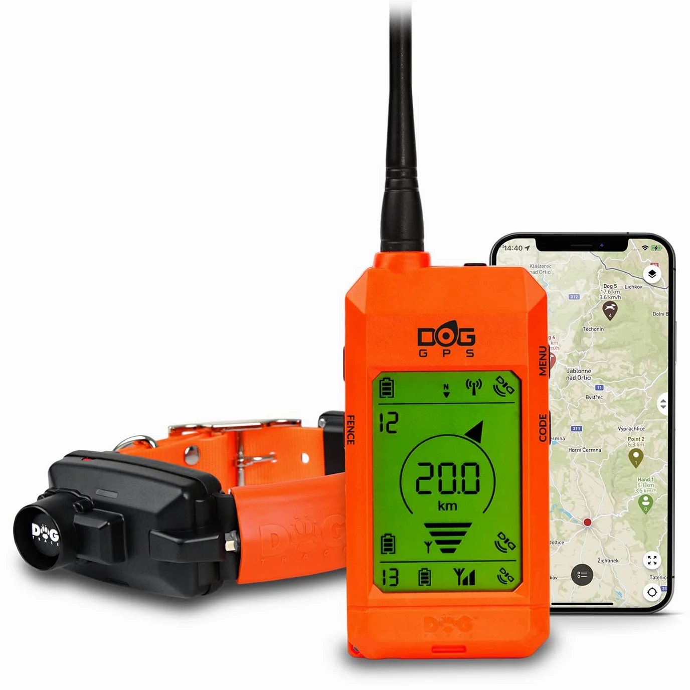 DOGTRACE GPS X30B lokalizator psów, na polowanie, do 13 psów, z torbą, pomarańczowy