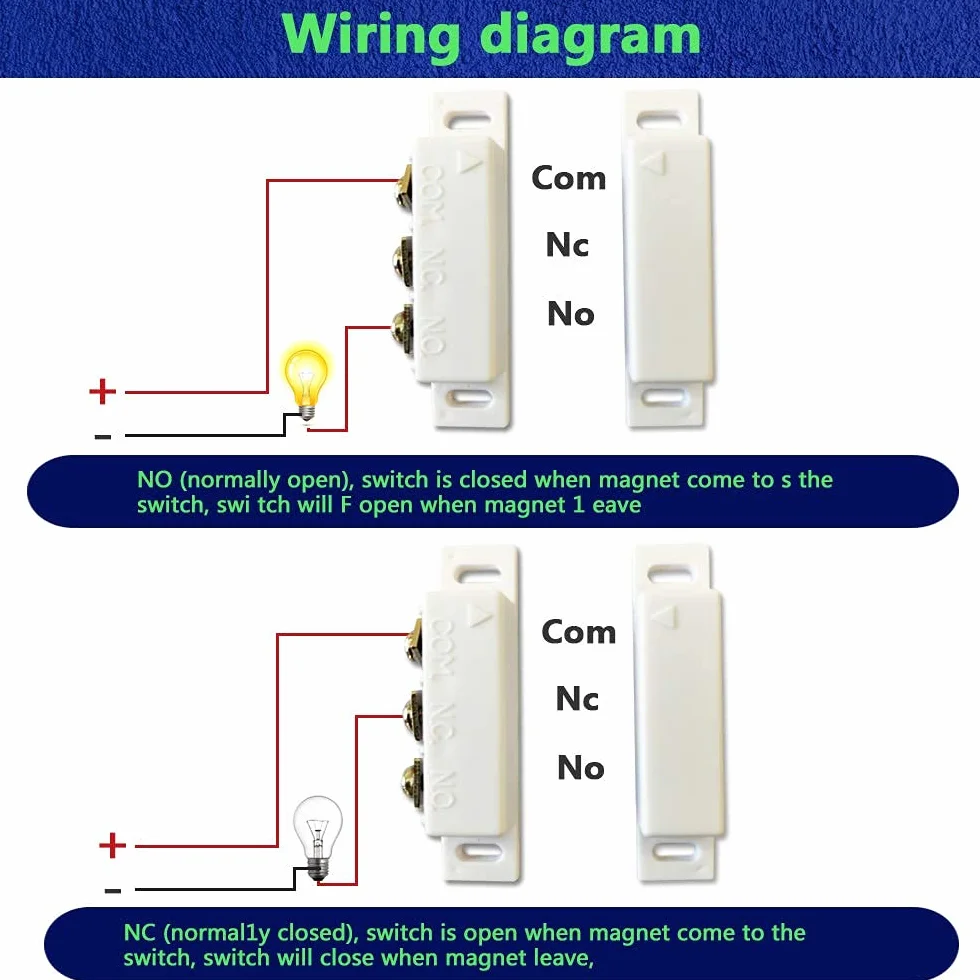 RUNCCI-YUN czujnik magnetyczny Reed NC-NO 300 cm kabel 12 V alarm bezpieczeństwa drzwi okno 4 szt.