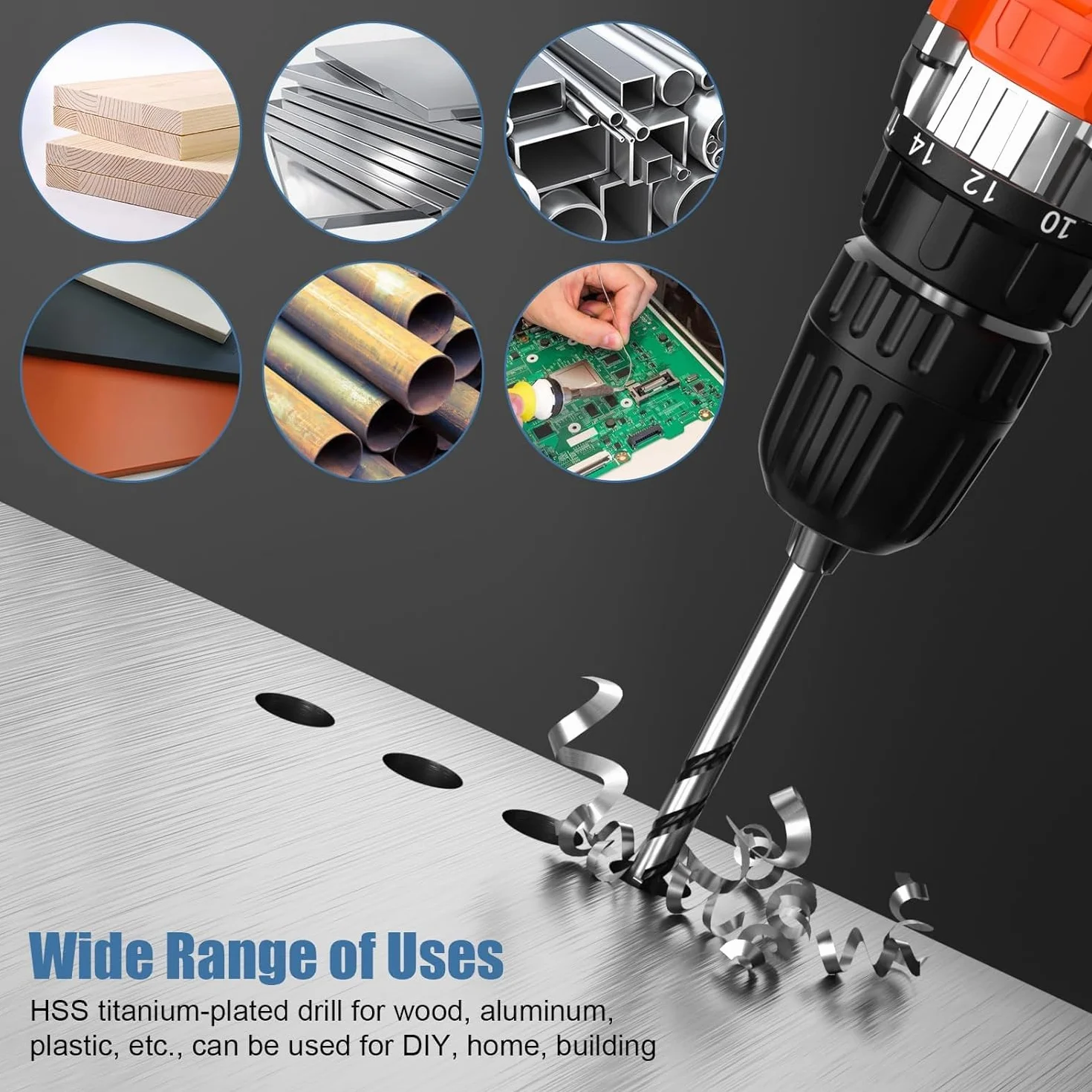 Wiertło Kręte HSS 200 mm x 6 mm Prosty Trzpień Pokryte Złotem