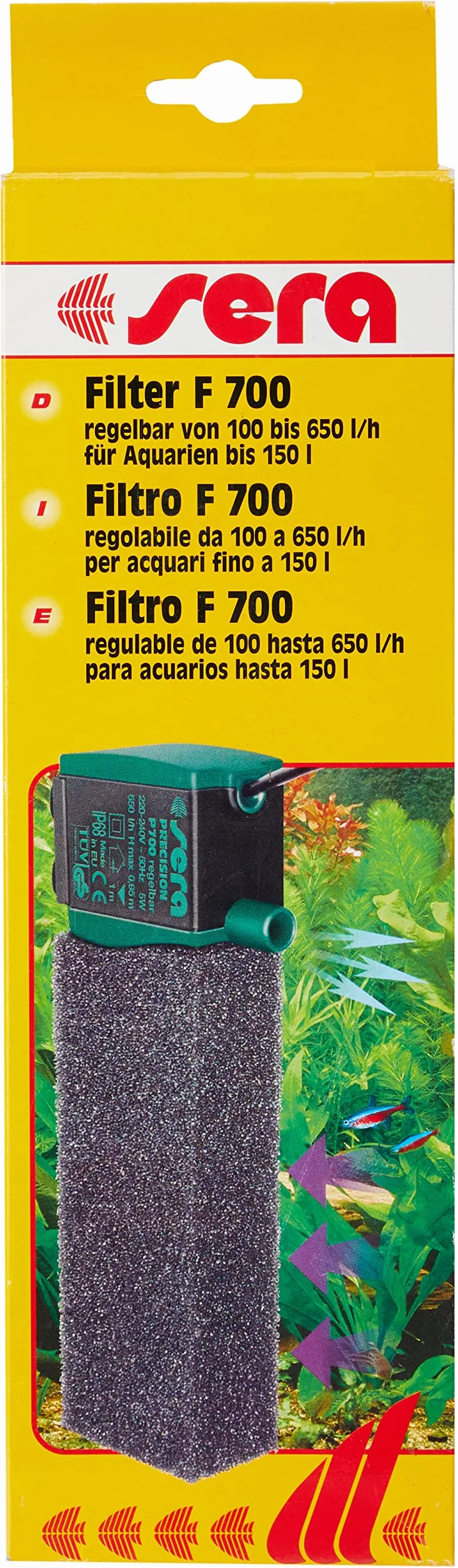 sera 6825 Filtr wewnętrzny F 700 regulowany (650 l/h z 5 W do akwariów do 150 l)