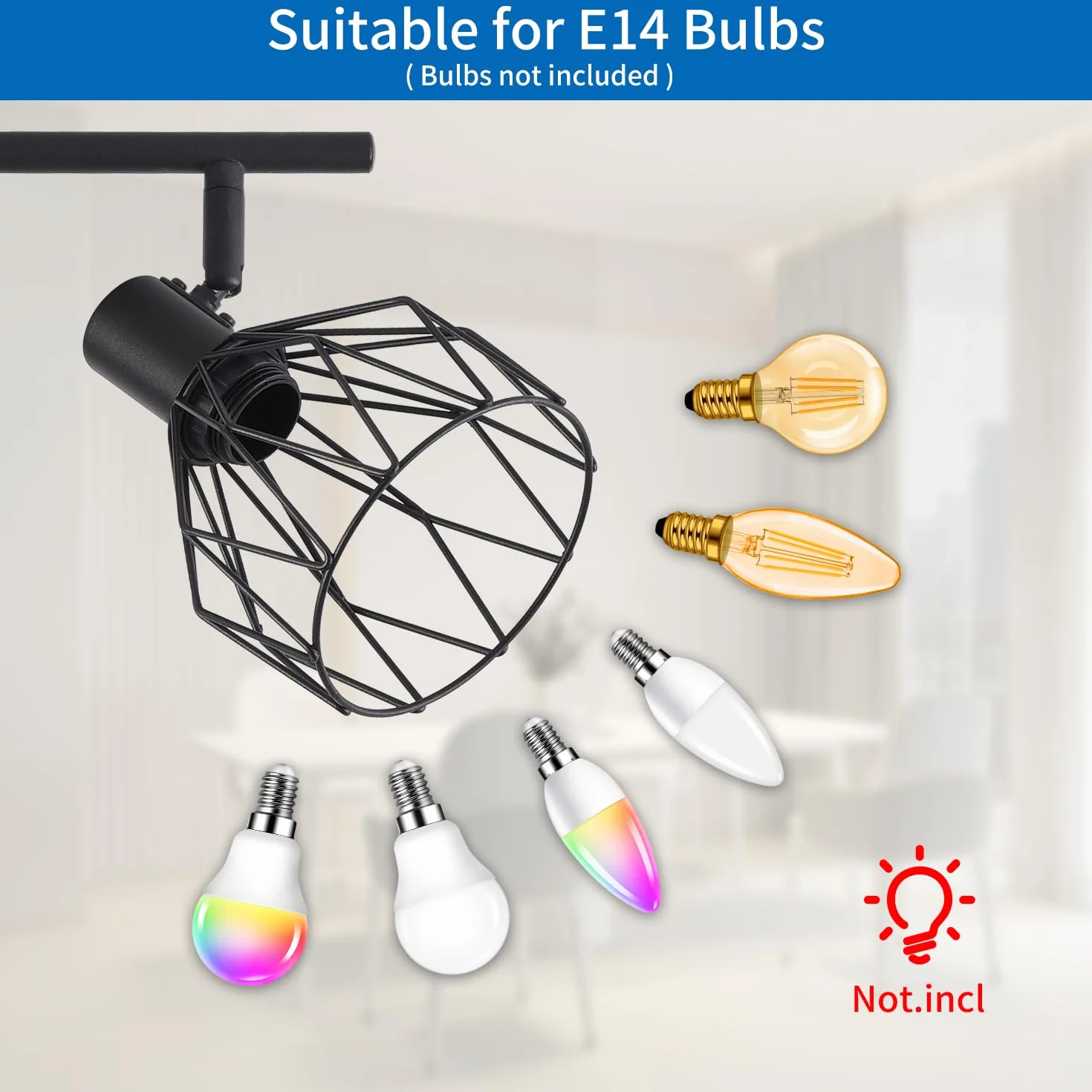 ANWIO Lampa sufitowa, 6 reflektorów LED do wnętrz sufitowych E14, oświetlenie sufitowe czarne z prostokątną podstawą, obrotowa lampa sufitowa LED (bez żarówek).