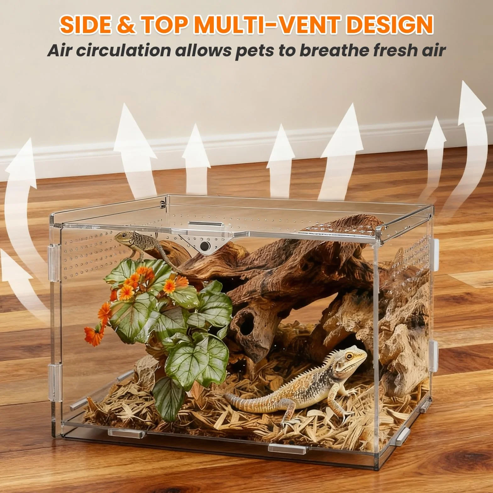Terrarium akrylowe ślimaki, 20 x 12 x 12 cm, terrarium akrylowe, przezroczyste małe z otworami wentylacyjnymi wivarium, dla pająków, gekonów, żółwi, pojemnik na owady