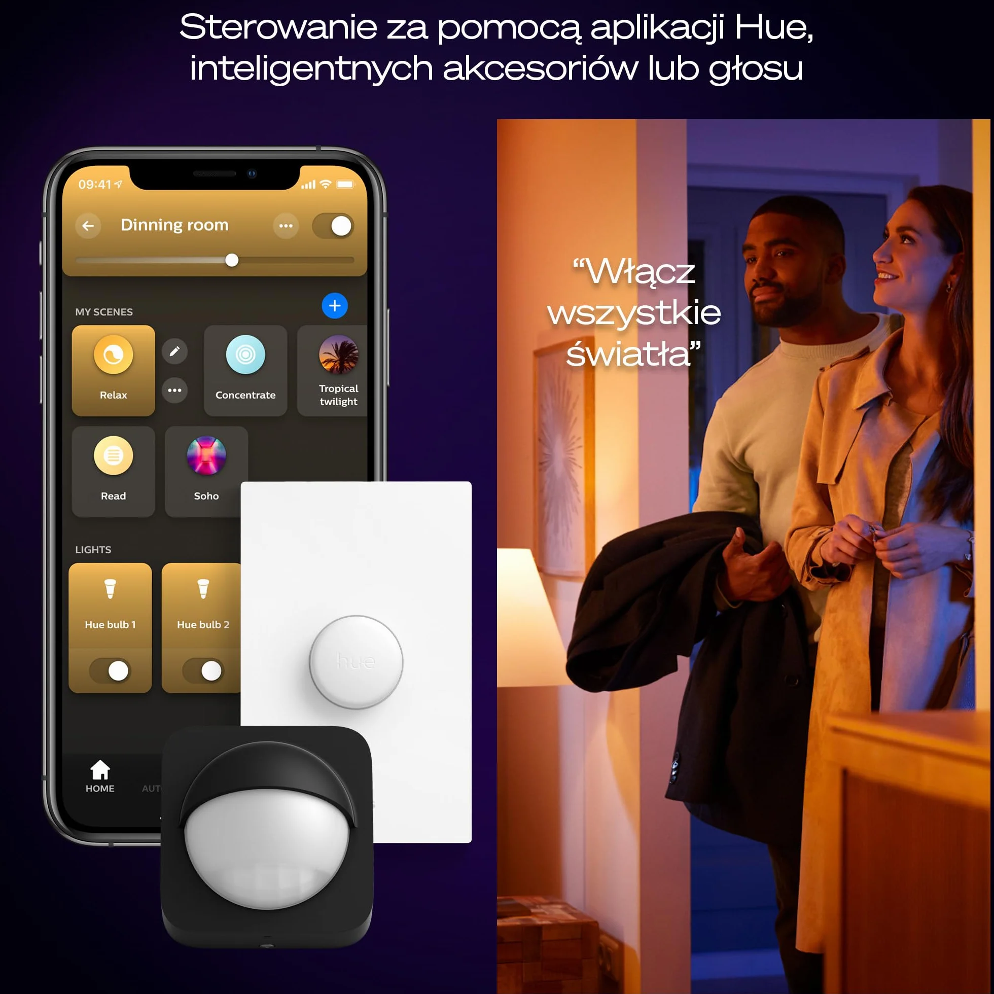 Philips Hue White Ambiance Aurelle Inteligentny Panel LED 120x30cm Czarny Ściemniacz Dimmer