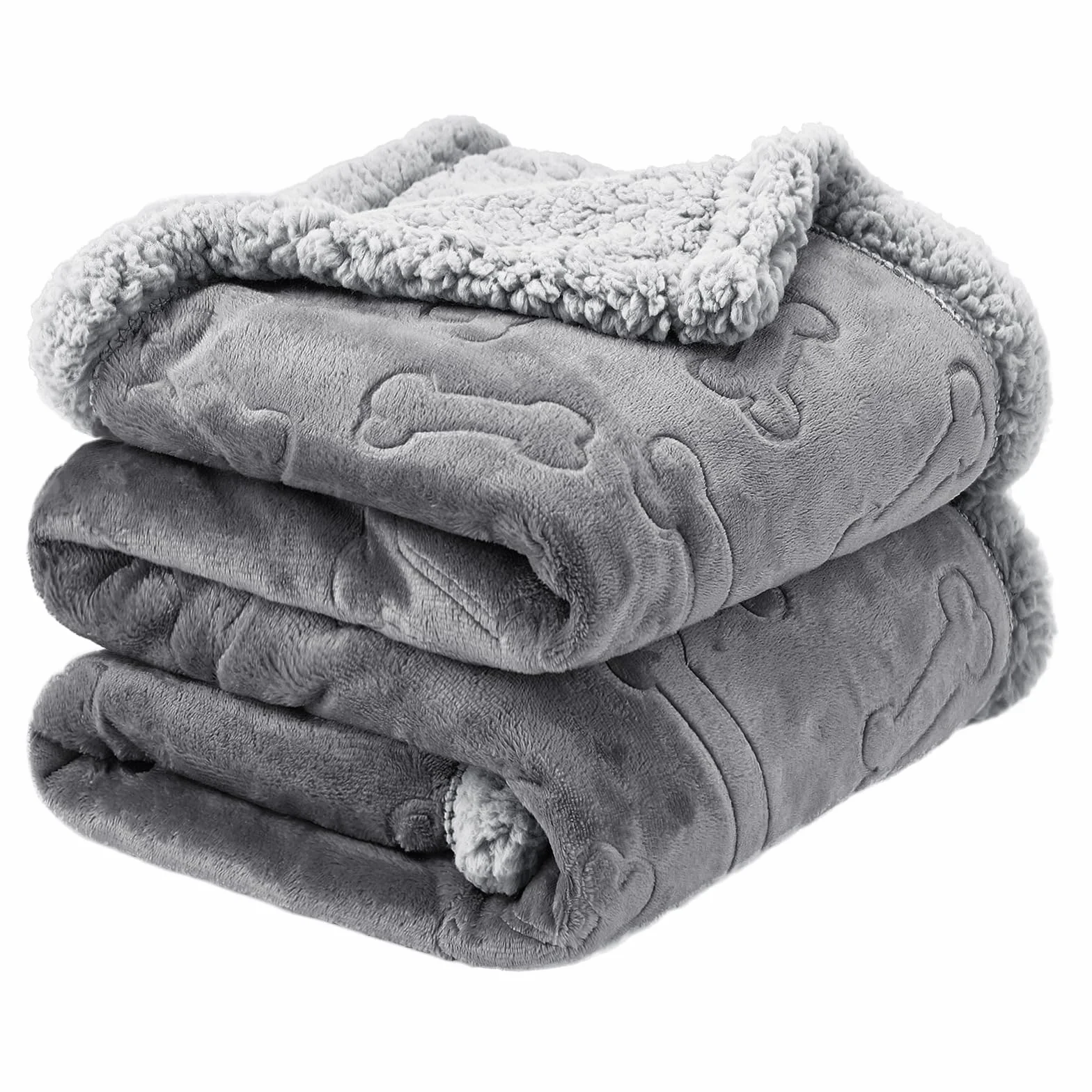 PETTOM Wodoszczelny koc dla psa, puszysty z polaru Sherpa, nadaje się do prania, dwustronny koc dla zwierząt domowych, na sofę, 127 x 100 cm, szary