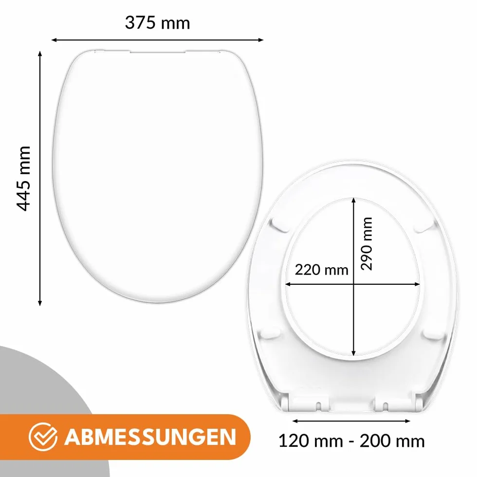 KRUMAD Deska sedesowa z wolnym opadaniem - uniwersalna klapa WC z systemem Soft-Close, regulowanym rozstawem 13–20 cm i szybkim montażem - solidna klapa PP z zestawem montażowym