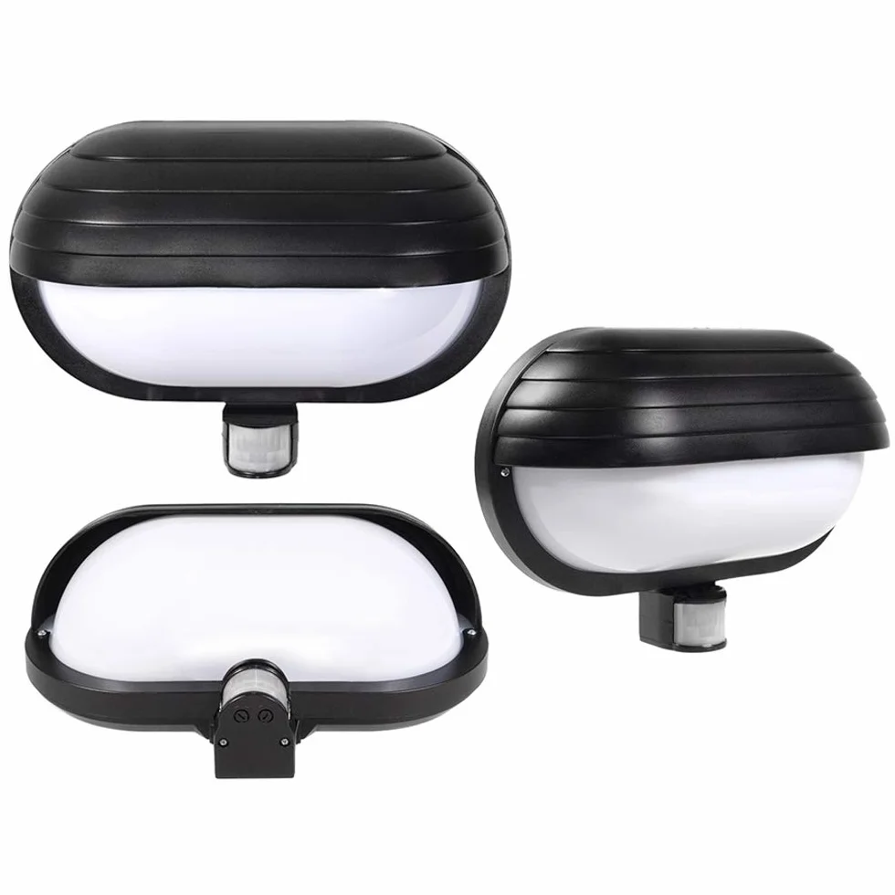 Maclean MCE33 PIR plafon ścienny z czujnikiem ruchu 60 W 180° czujnik ruchu uchwyt lampy E27 lampa ścienna czarna