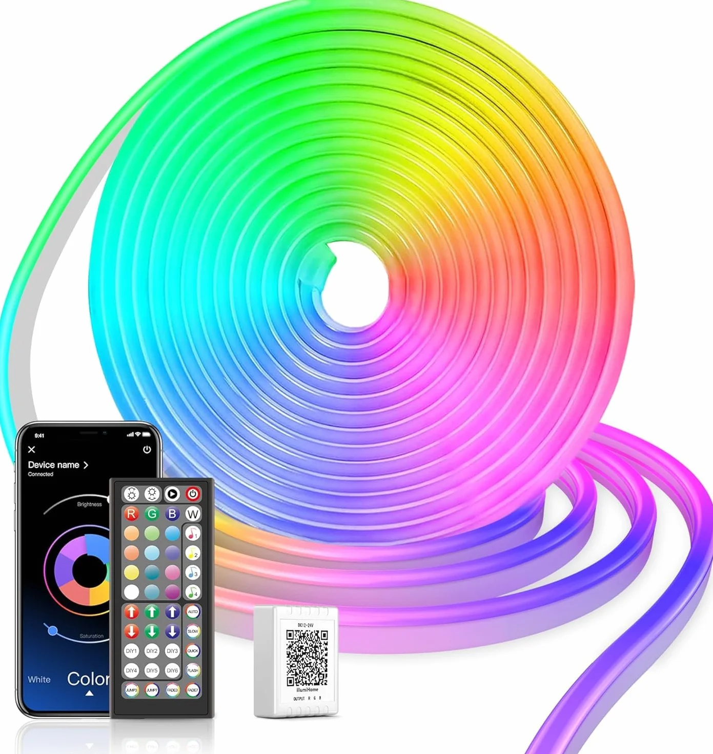 Taśma LED Neon 5M, taśma LED DIY z aplikacją/pilotem, synchronizacja muzyki, światło LED Neon do pokoju gier, wodoodporne, do wewnątrz i na zewnątrz, dekoracja pokoju