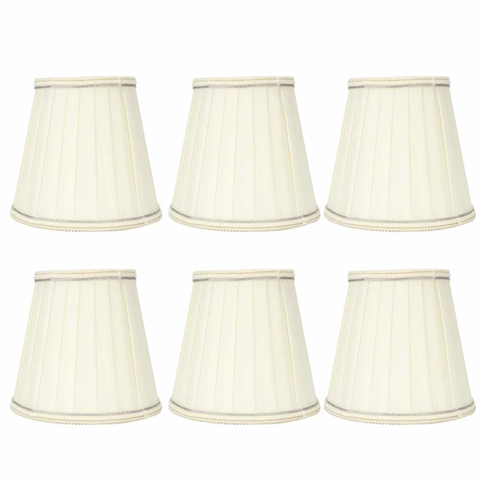 Nowoczesny Tkaninowy Abażur z Koronkową Krawędzią, E14, 3,5x5,1x5,5 Cala, 6 Sztuk, do Lamp Stołowych i Ściennych