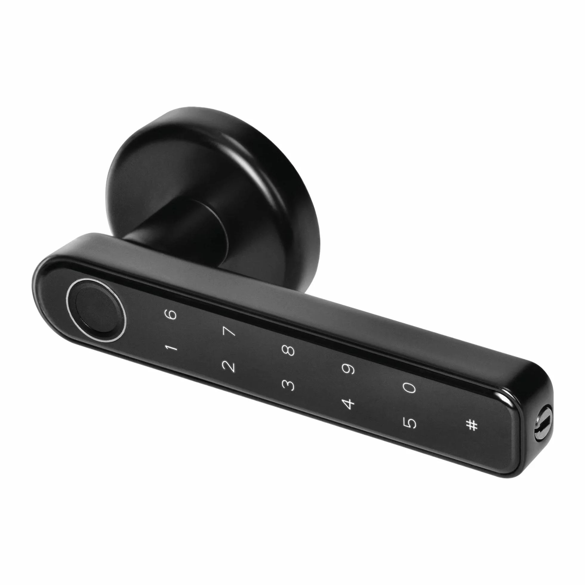 Klamka Szyfrowa z Klawiaturą - Inteligentny Zamek do Drzwi - Bluetooth 5.0/Kod/Odcisk palca Aplikacja Tuya Smart Zasilanie 4 baterie AAA Grubość drzwi:42-54mm IP20 Kolor Czarny