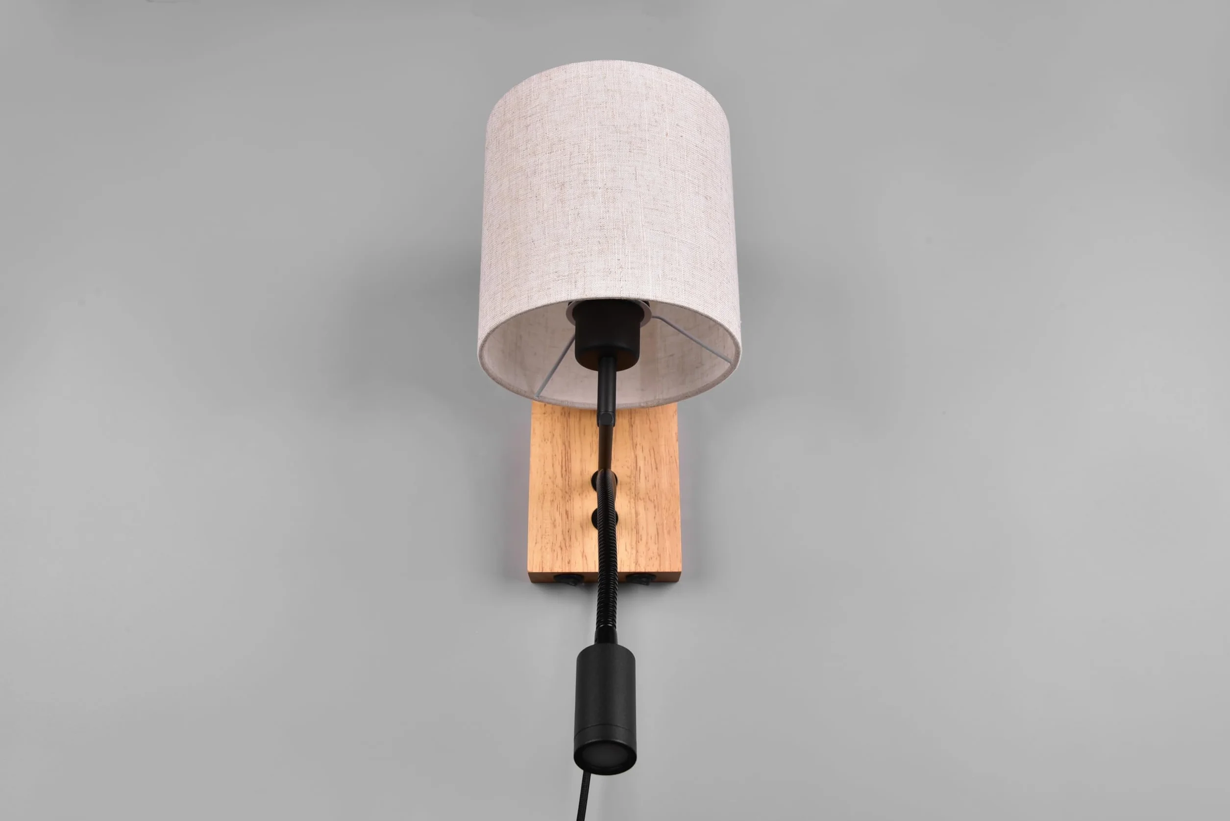 Trio Leuchten Kinkiet NILAM 212879236, naturalne drewno, abażur, bez 1x E27, ramię z diodą LED 3,1 W, Flex Connect