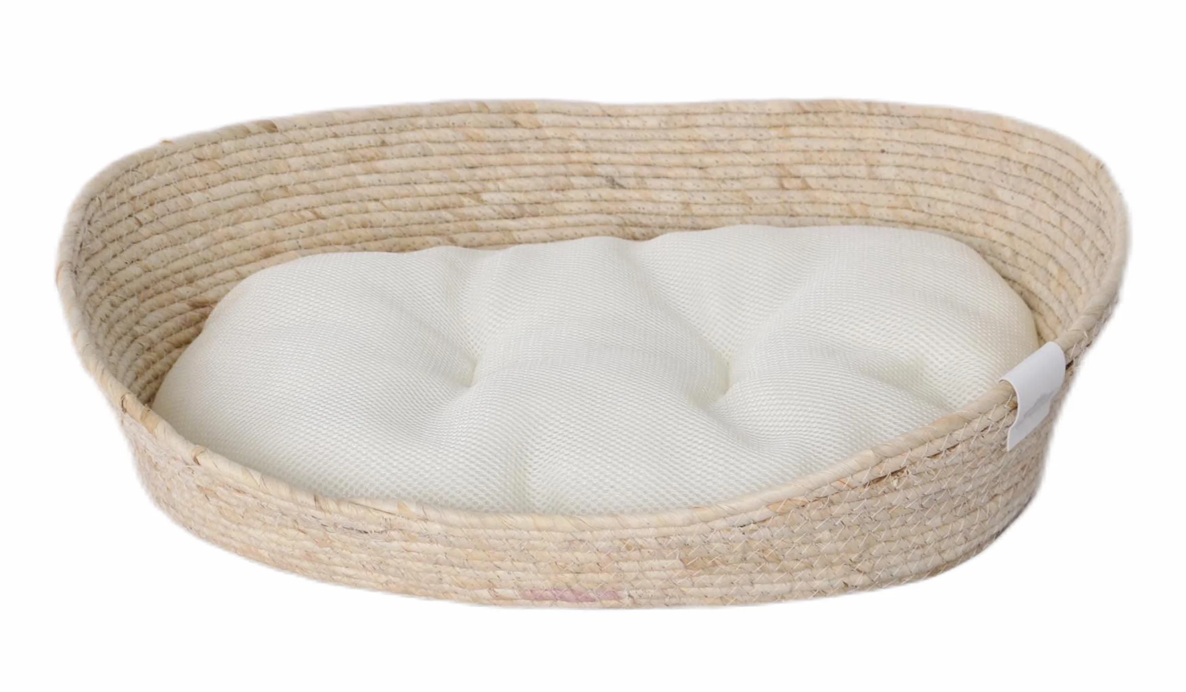 Dehner Premium Miękkie łóżko do głębokiego snu 58 x 48 x 18 cm materiał naturalny pluszowy biały beżowy