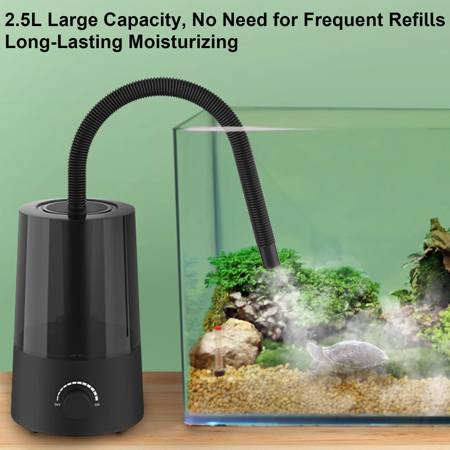 Zamgławiacz dla Gadów 2.5L Pojemnik, Automatyczne Wyłączanie w Terrarium | Nawilżacz z Funkcją Mgły do Terrarium do terrarium i wiwarium, kameleony, gekony, żaby, węże,