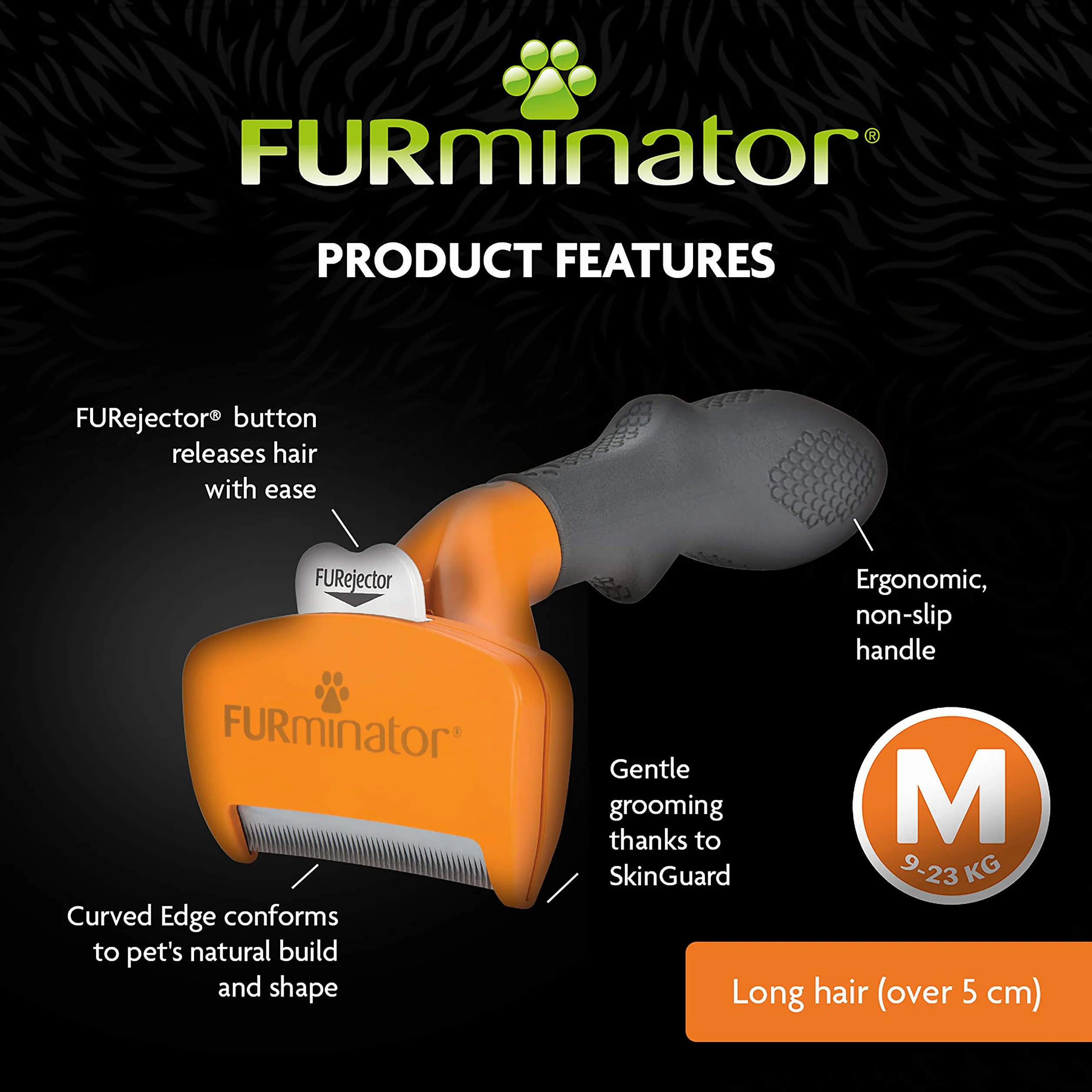 Furminator 141068 Szczotka dla Psów M Czarny Pomarańczowy