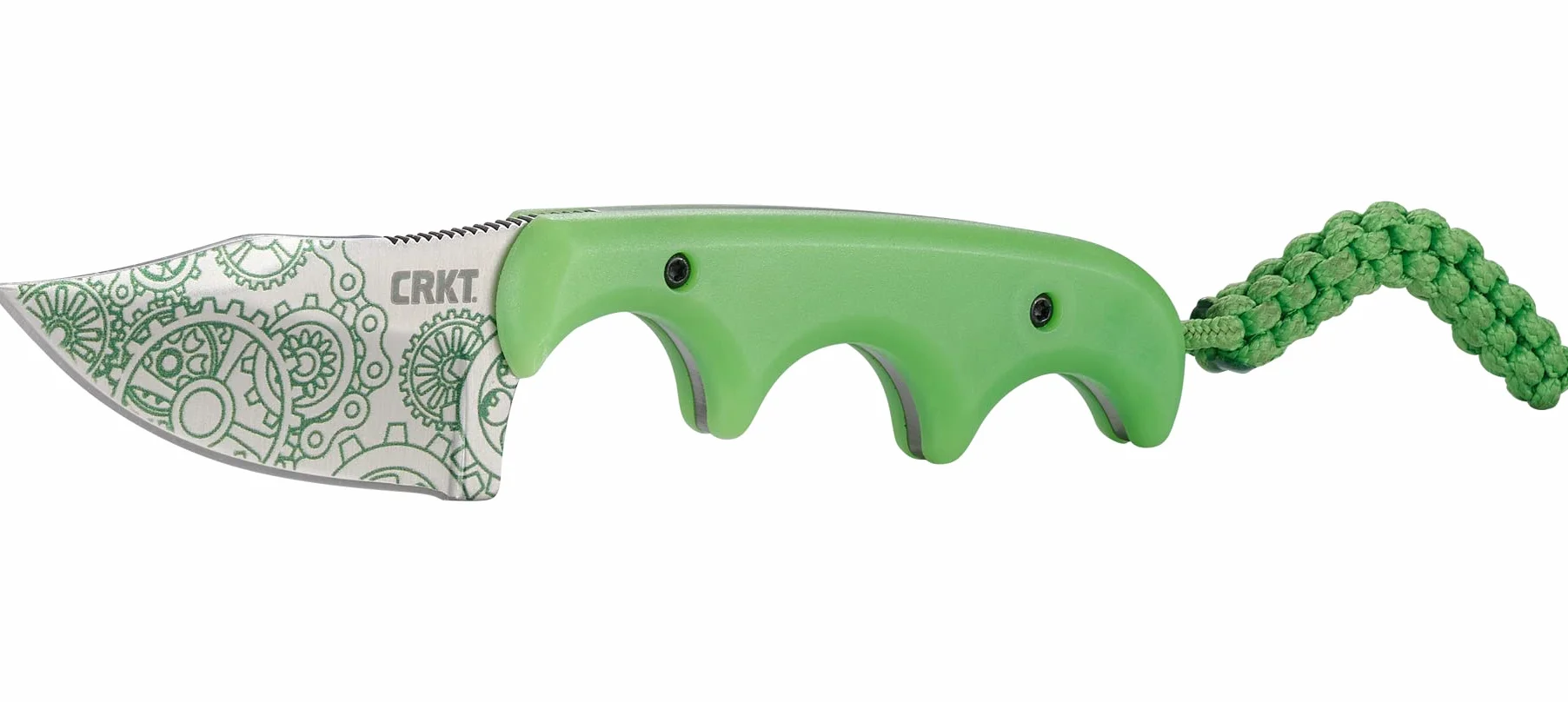 CRKT Minimalist Bowie Gears EDC Knife: Compact Everyday Carry Fixed Blade, Folts Utility Knife with Satin finish, Resin Infused Fiber Handle, and Glow-in-the-dark Sheath 2387G