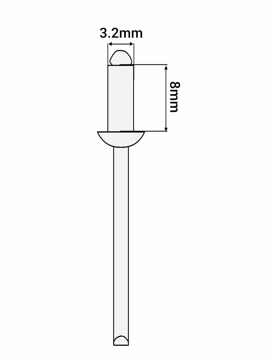 SKIR'CO (opakowanie 100 szt.) Lakierowane nity 3,2 x 8 mm, głowica kopułkowa, DIN 7337, nity aluminiowe, nity pop (100, antracyt szary RAL 7016)