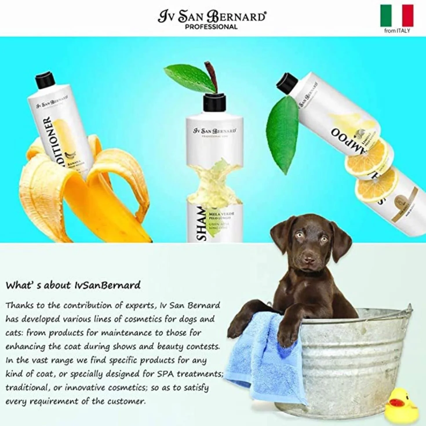 Balsam z zielonego jabłka - Krem dla psów i kotów - 500 ml - Pomagają rozplątać trudnych węzłów - Działanie zmiękczające - Idealny do długich włosów - IV San Bernard