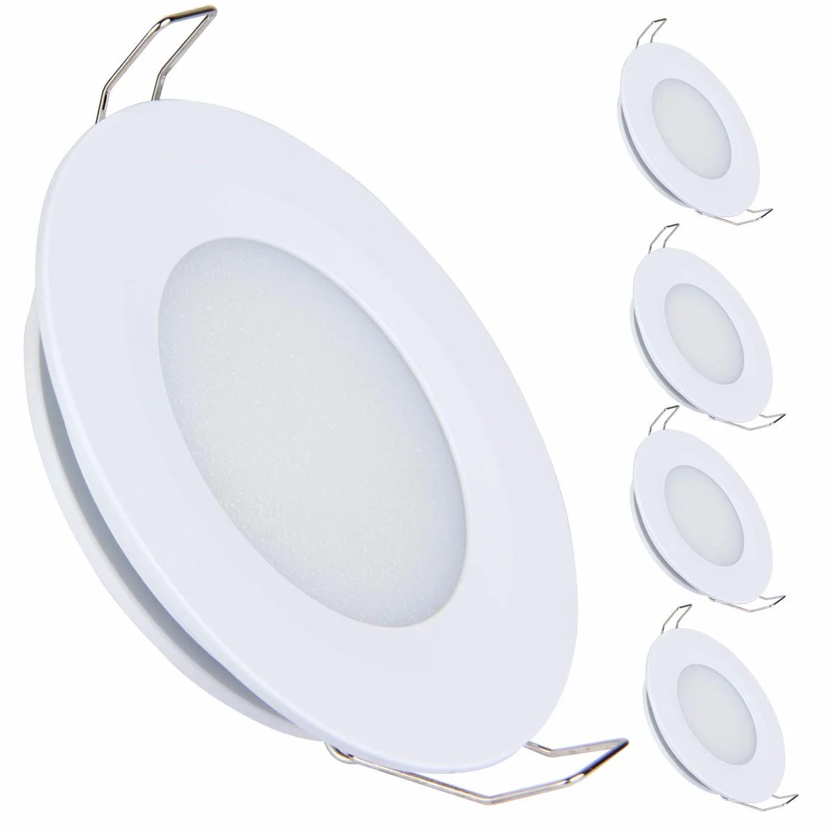acegoo Zestaw 4 lamp LED 12 V, otwór 58-65 mm, 3 W, reflektor punktowy, płaski reflektor, lampa sufitowa do kampera, łodzi, przyczepy kempingowej, mebli samochodowych, w całości aluminiowa, 215 lm
