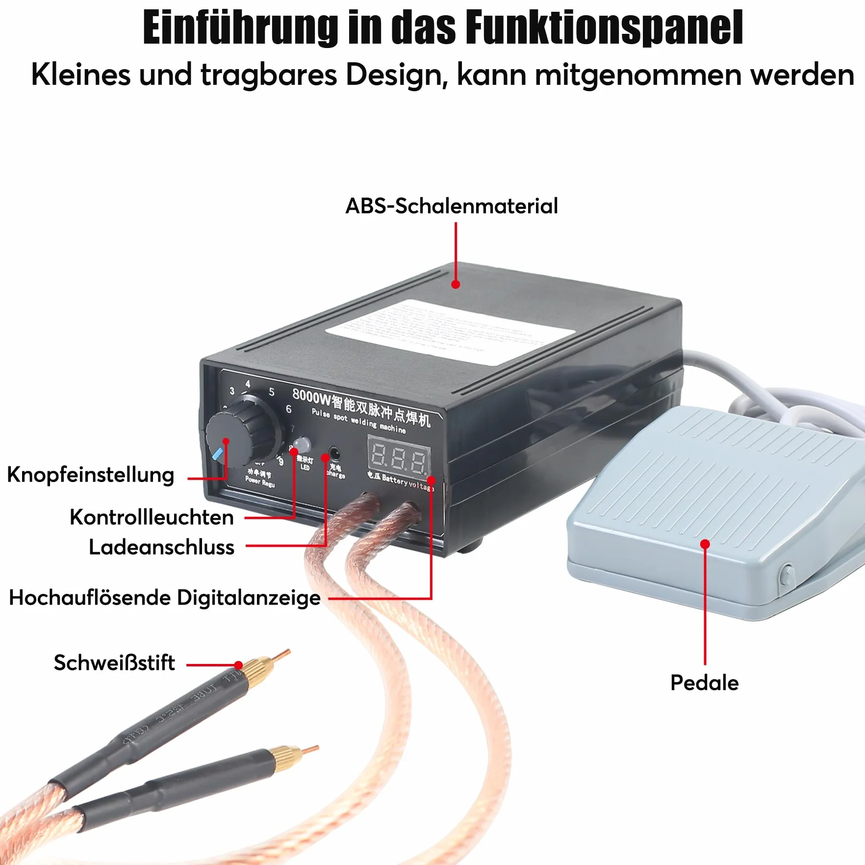 Akumulatorowa spawarka punktowa 8000 W Dual Impuls do blachy niklowej 0,1 mm