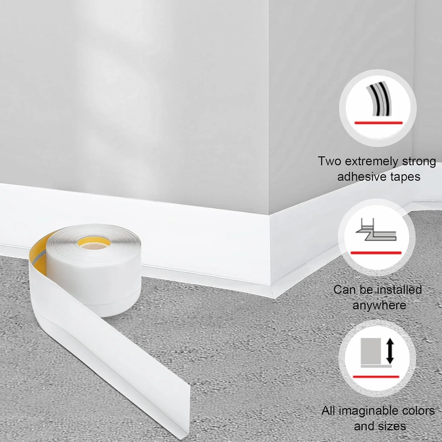 Listwa przypodłogowa PCW 60 mm x 20 mm x 5 m samoprzylepna biała