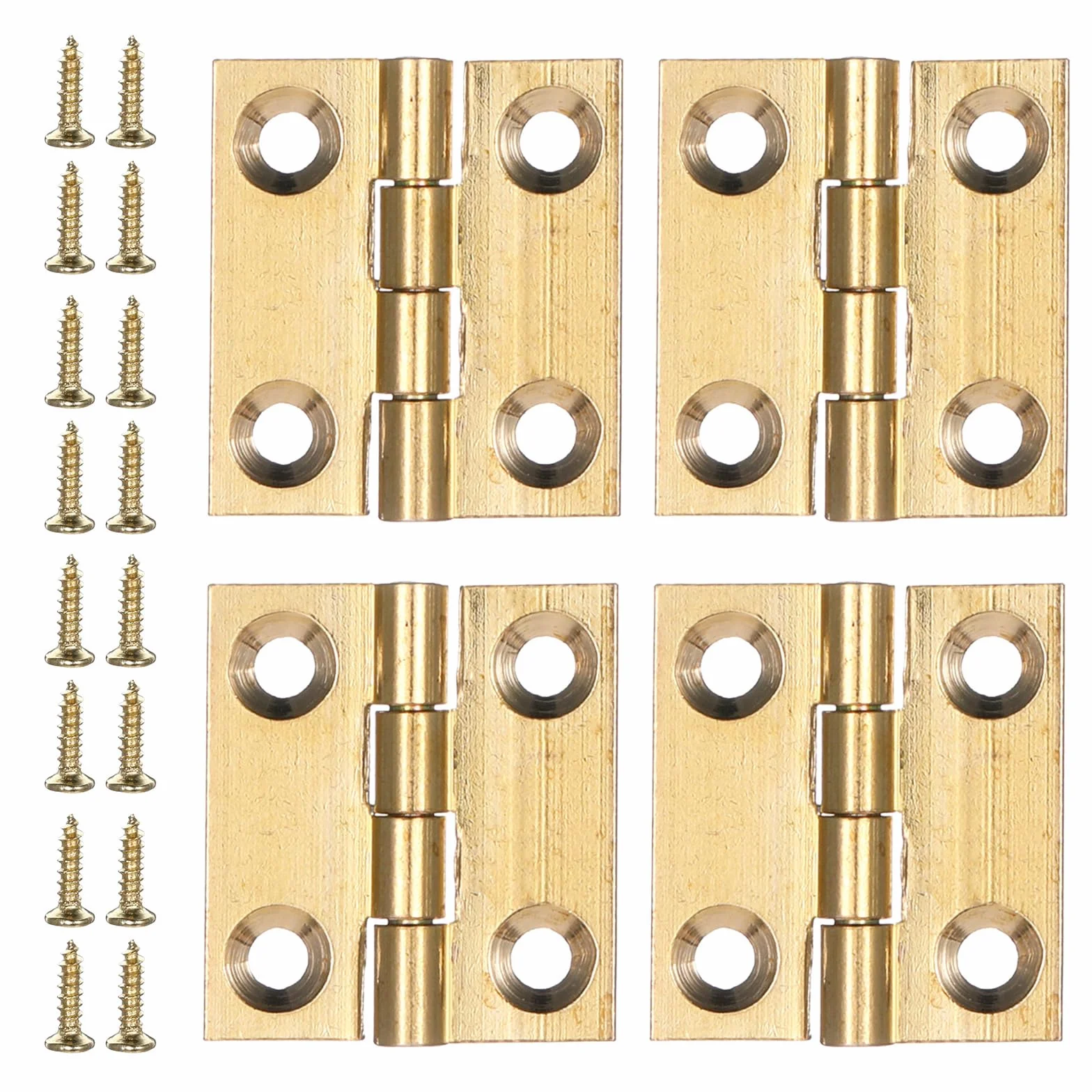 4 sztuki małych zawiasów, 25 × 22 mm, wysokiej jakości mosiądz, mini zawiasy składane, złote zawiasy do szafy, ze śrubami do biżuterii, skrzynek drewnianych, majsterkowania, mebli