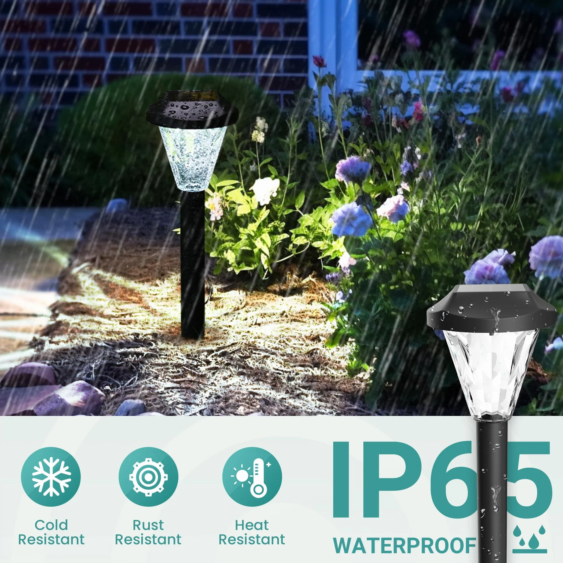 GIGALUMI 8 sztuk lamp solarnych na zewnątrz, wodoodporne, nowe, ulepszone lampy solarne na zewnątrz, solarne lampy zewnętrzne na patio, trawnik, podwórko i krajobraz