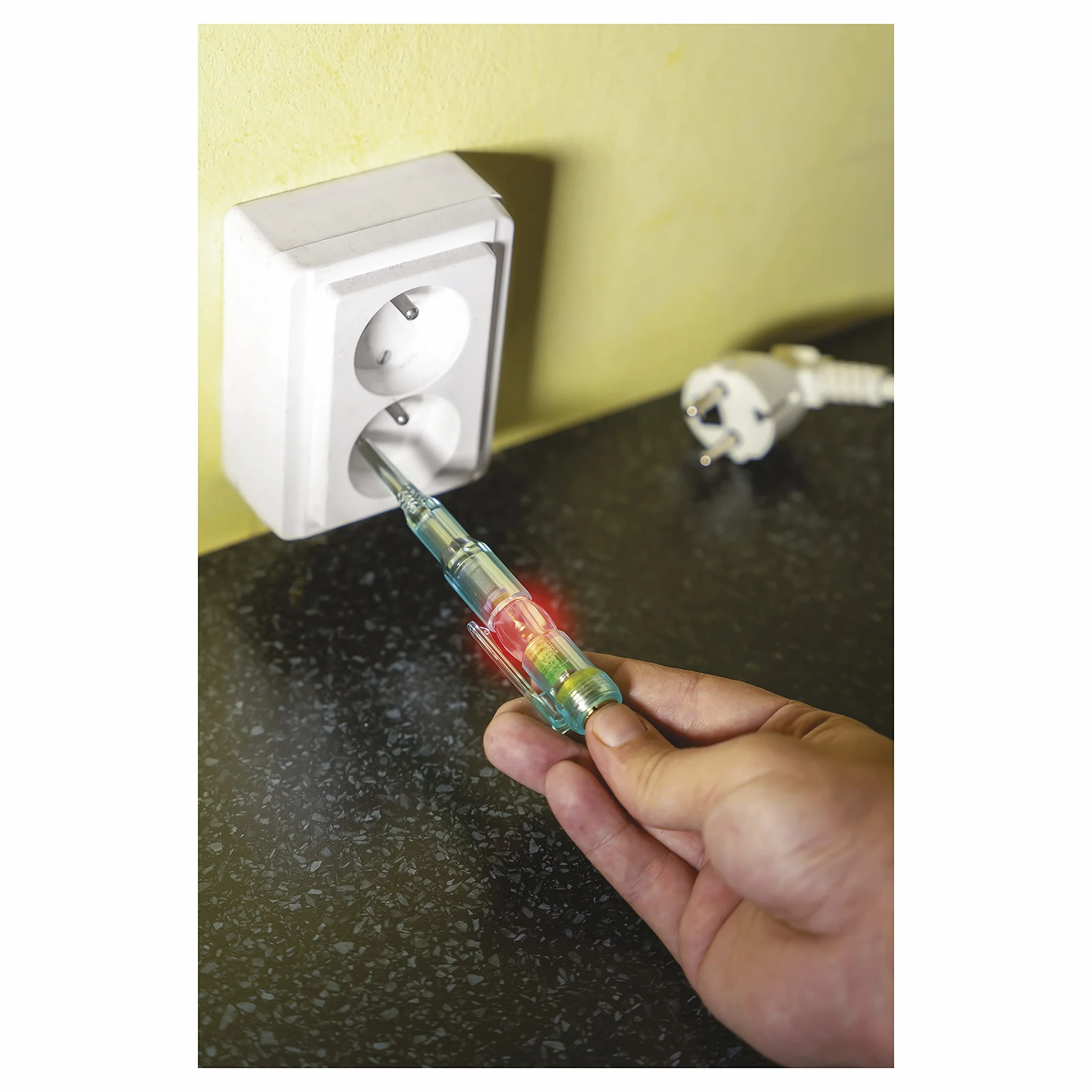 EMOS MS – 18 MS-18 M0018 tester napięcia/miernik napięcia AC/DC, 0–250 V, wskaźnik polaryzacji, bezdotykowy, przezroczysty