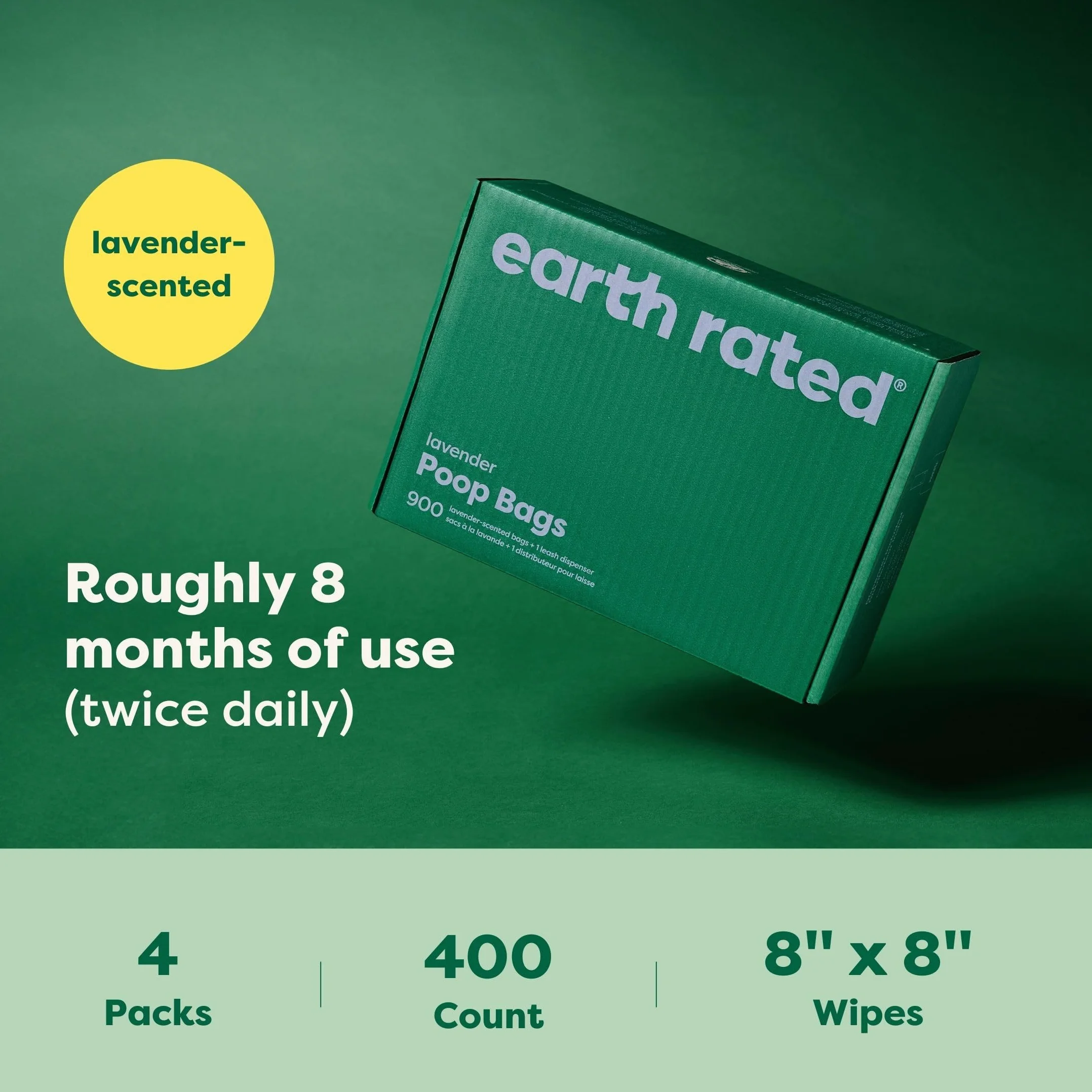 Earth Rated Chusteczki dla Psów Hipoalergiczne Czyszczące Nawilżające Zapach Lawendy 400 Sztuk