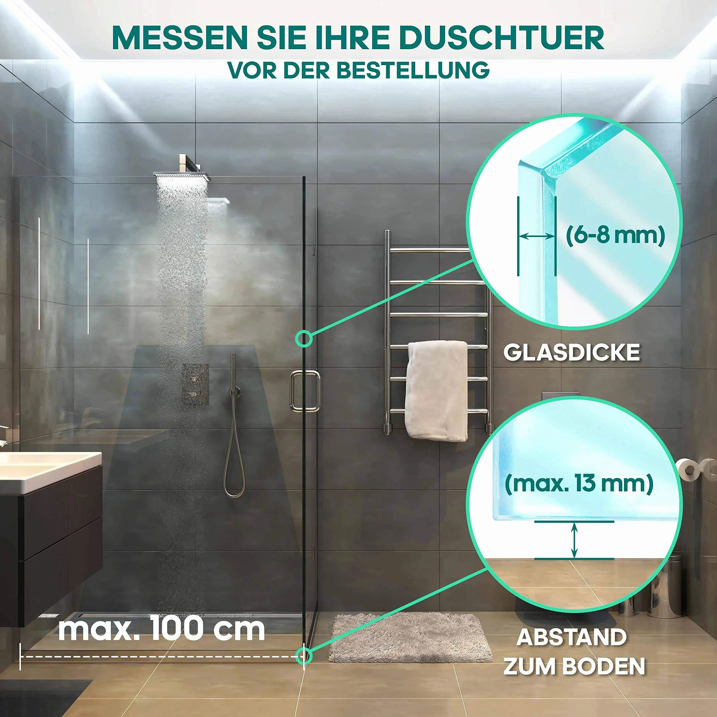 Meisterfaktur Uszczelka prysznicowa 2 x – przedłużony środek hydrofobowy – idealna uszczelka do szklanych drzwi prysznicowych od 4 do 5 mm (4-5 mm (przezroczysta))