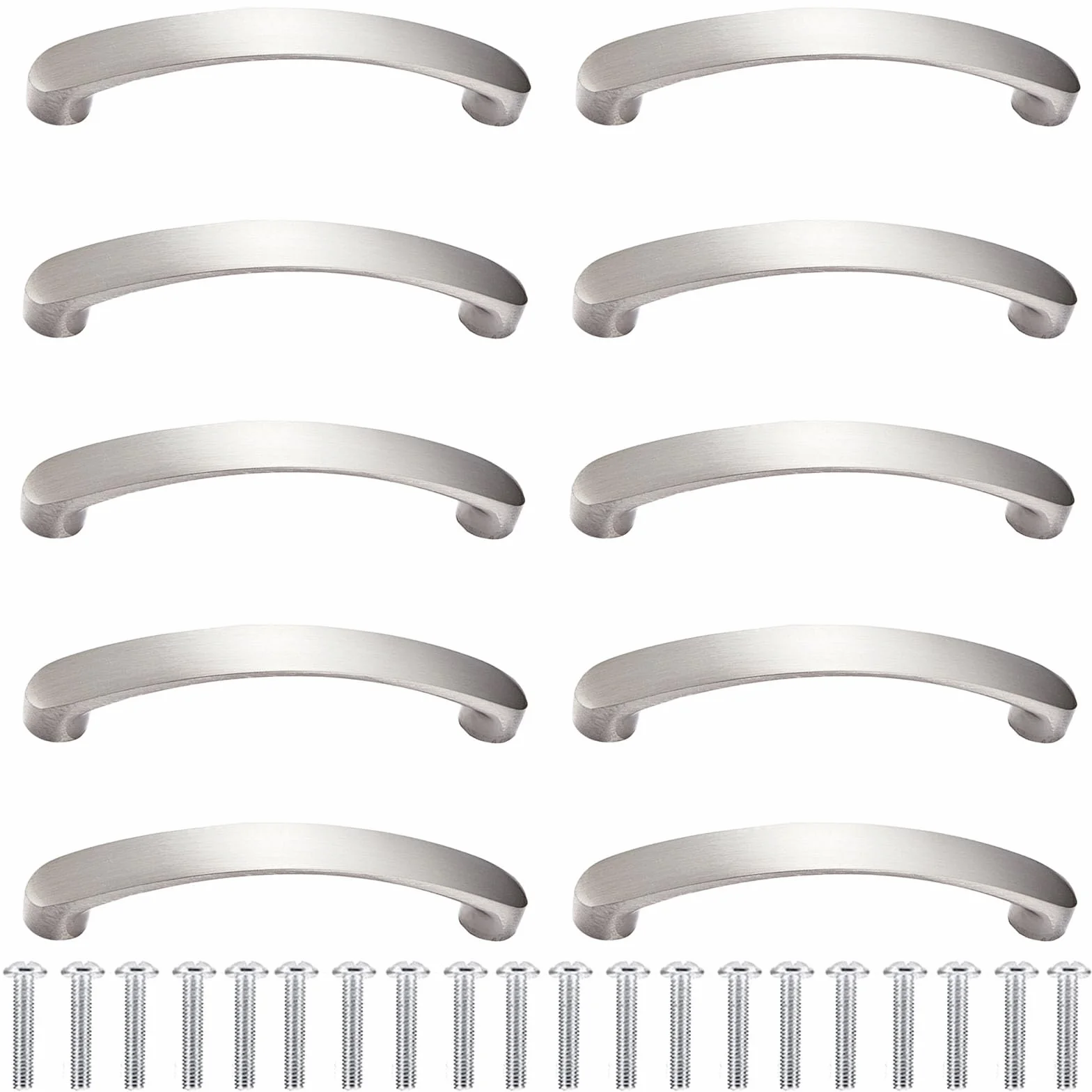 Uchwyty meblowe, 10 sztuk, srebrne, z 20 śrubami, uchwyt do szuflady, uchwyty kuchenne, odstęp między otworami 96 mm, nowoczesne uchwyty kuchenne ze stopu aluminium, idealne do kuchni, sypialni,
