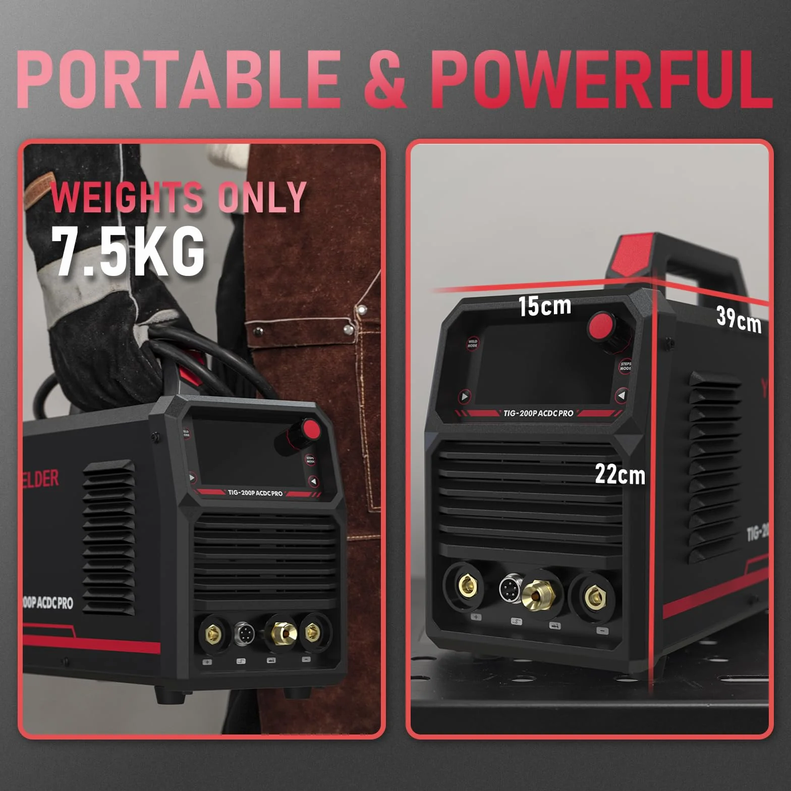 YESWELDER Spawarka TIG do aluminium 200A AC/DC z pulsem, cyfrowa spawarka inwertorowa Tig/Stick 230V