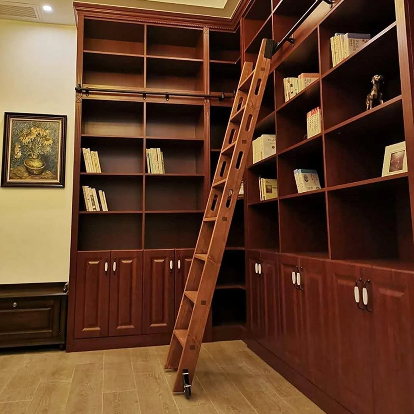 Stalowa przesuwna biblioteka drabina biurowa zestaw szyn do drzwi