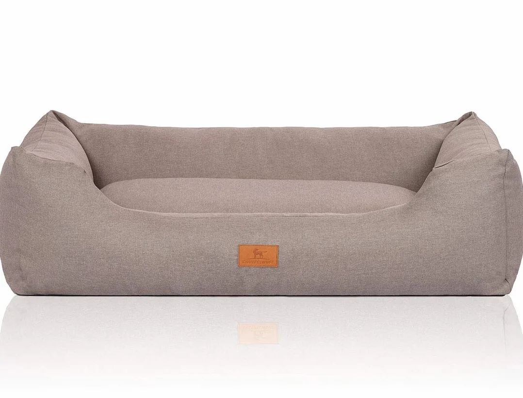 Knuffelwuff Legowisko dla psa, koszyczek dla psa, sofa dla psa, poduszka dla psa, z pokrowcem Lotte, nadaje się do prania, XL 105 x 75cm, jasnoszare