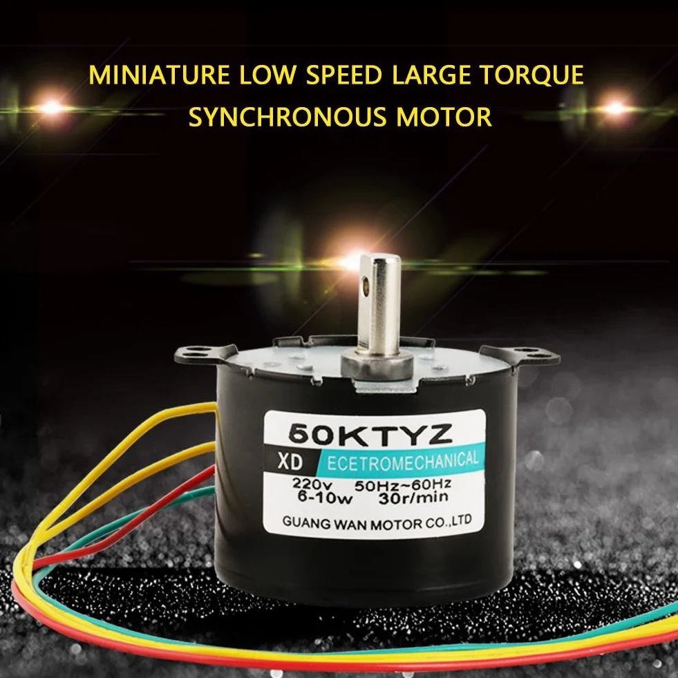 Silnik synchroniczny z magnesami trwałymi 50KTYZ CW/CCW Silnik elektryczny o niskiej prędkości i wysokim momencie obrotowym AC 220 V 6-10 W miniaturowy (5 obr./min)