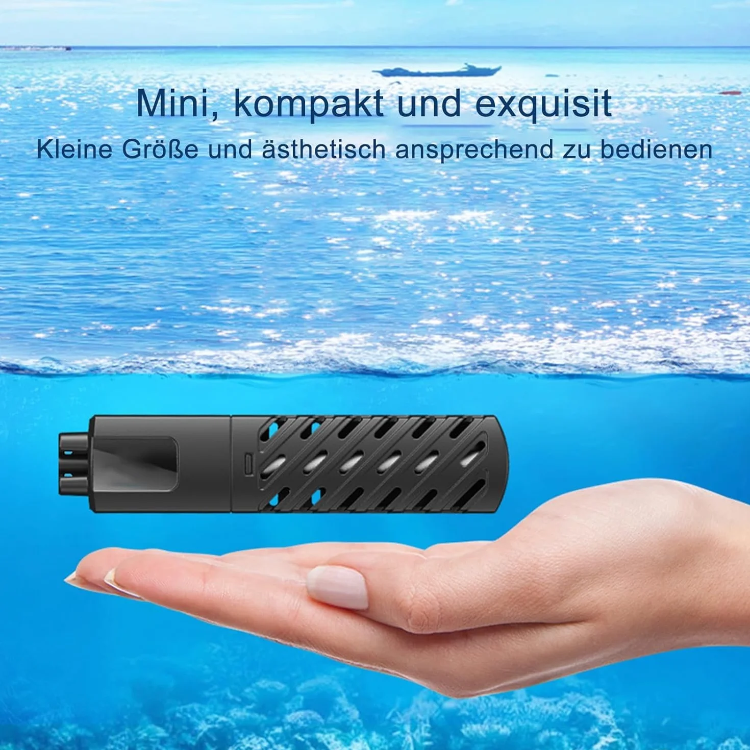 GERUI Mini ogrzewanie do akwarium 50 W, 30 l, 100-240 V, 50/60 Hz, zakres kontroli temperatury: 20 ℃ -34 ℃, do akwarium i akwarium, PTC, automatyczna, stała izolacja cieplna, cienka (50 W)