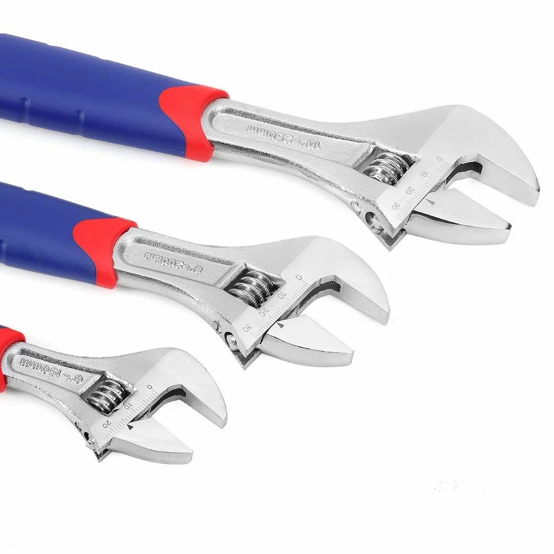 WORKPRO Klucze nasadkowe Klucze otwarte Klucze z rolką Zestaw ze stali chromowo-wanadowej z uchwytem z kauczuku w zestawie 150, 200, 250 mm 3-częściowy