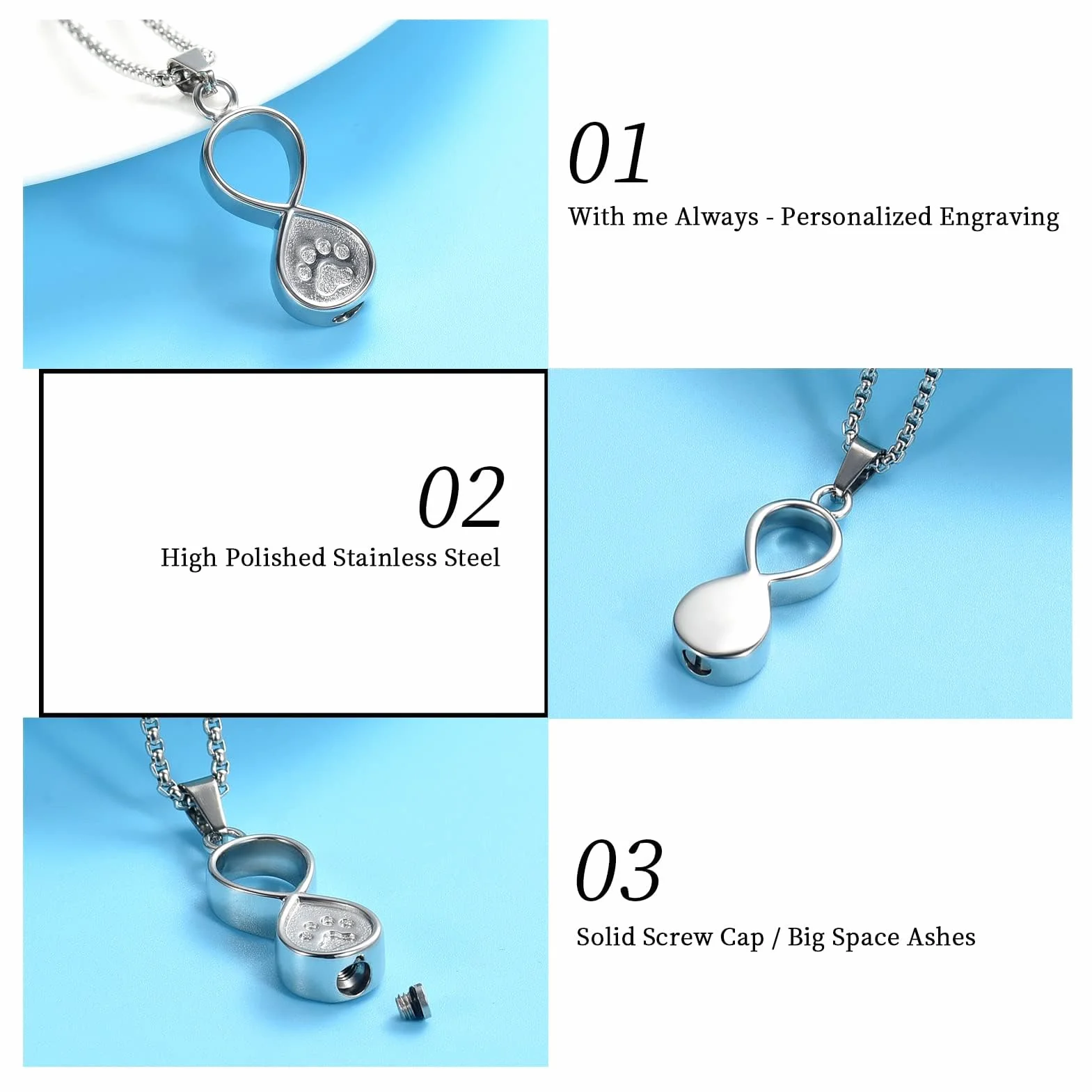 memorial jewelry Infinity Love Pet biżuteria do kremacji na prochy psa / kota, na pogrzeb Keepsake, urna, naszyjnik, wisiorek, biżuteria pamiątkowa