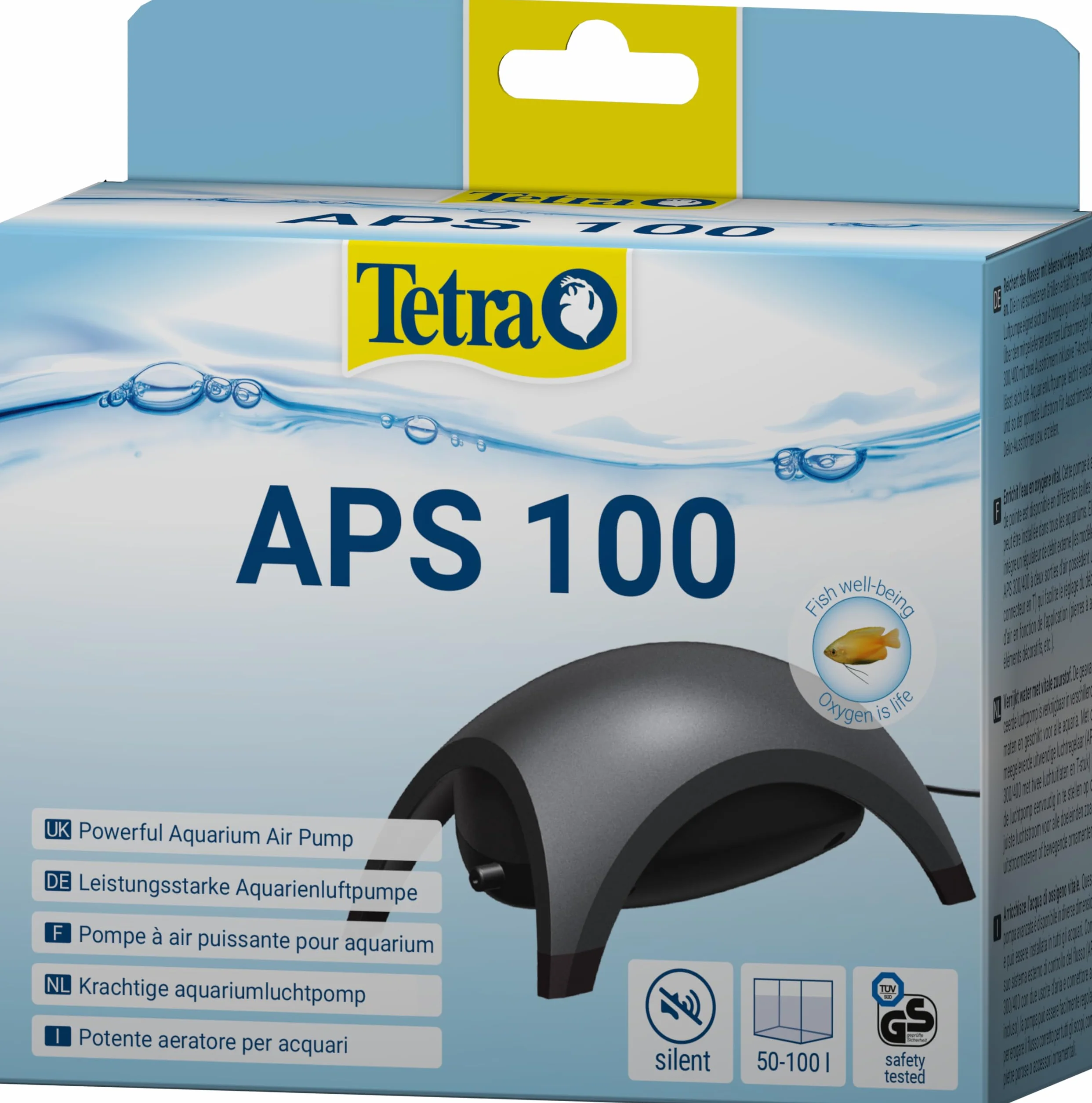 Tetra APS 100 pompa powietrza do akwarium – cicha pompa membranowa do akwariów o pojemności 50-100 l, czarna