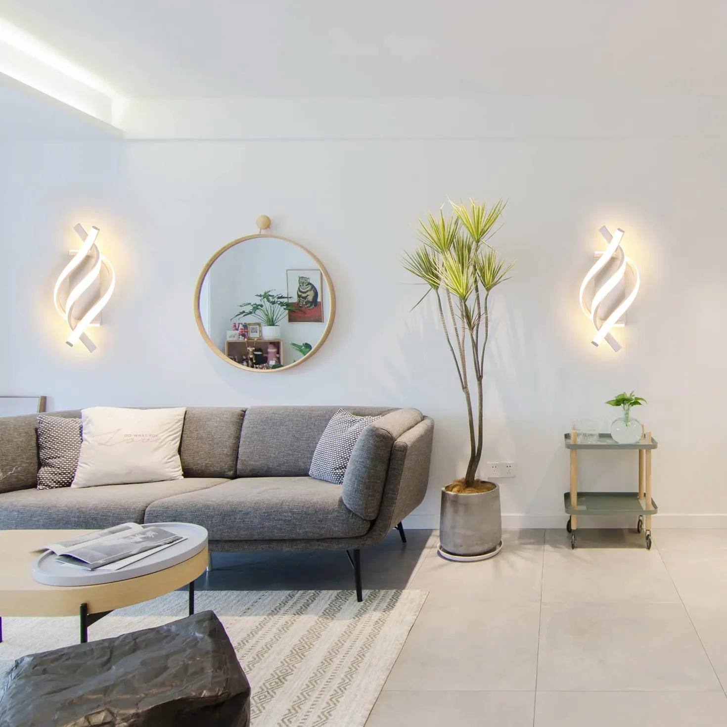 Comely Wewnętrzny Kinkiet LED, 22W Nowoczesna Lampa Ścienna, Akrylowe Oświetlenie Oprawa Ścienna 2500LM Do Salonu Sypialni Holu Schodów
